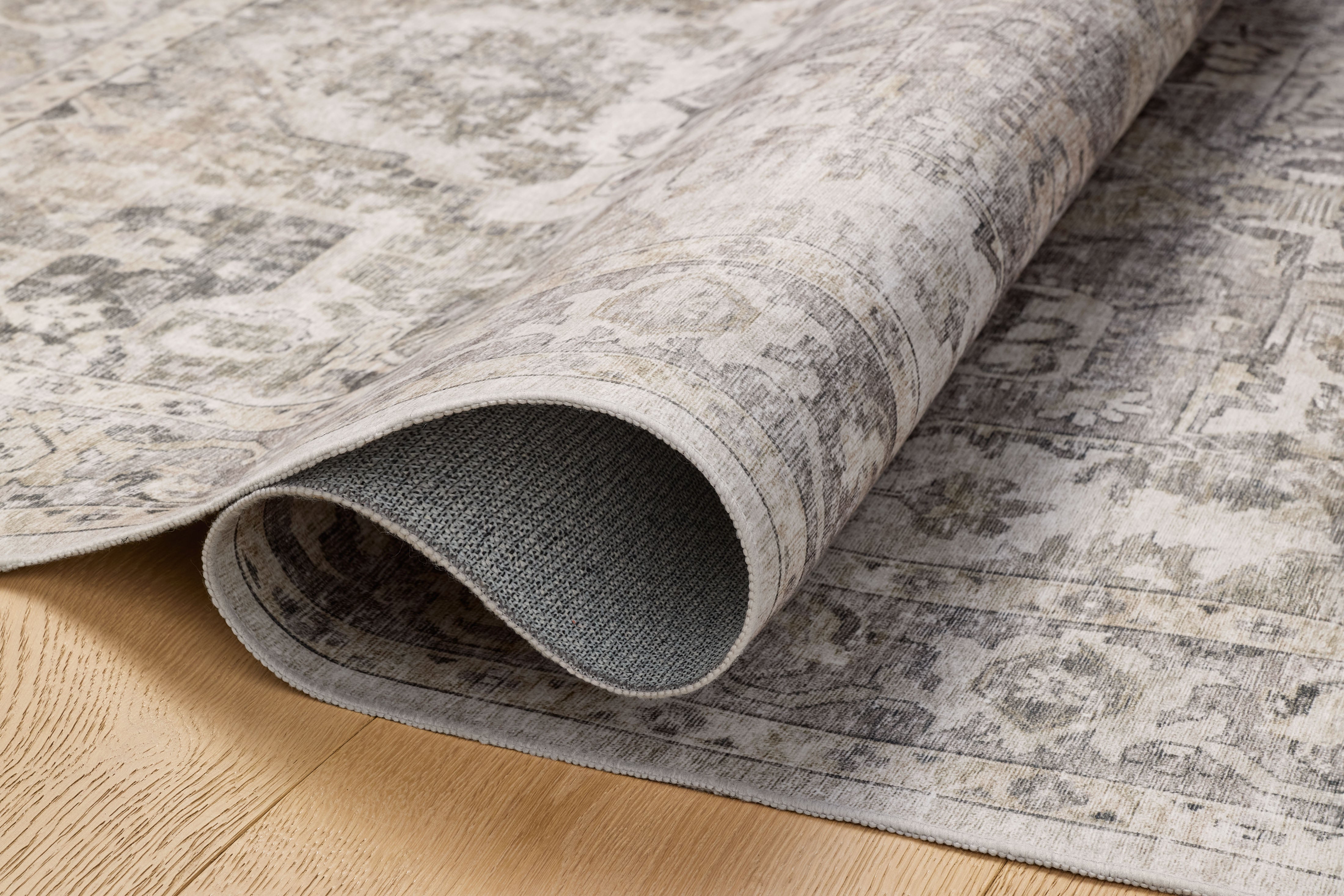 Amber Lewis x Loloi Josie Silver / Natural Machine Washable Rug RUGS - synthetic Loloi