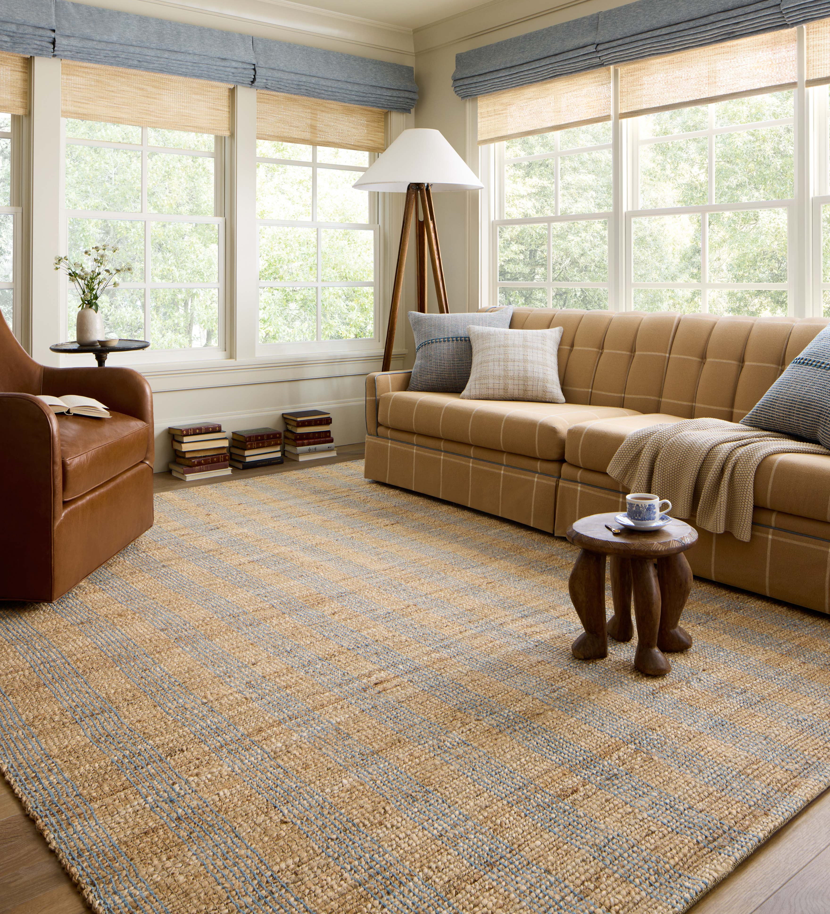 Chris Loves Julia x Loloi Judy Natural / Sky Rug 0-RUGS - jute Loloi