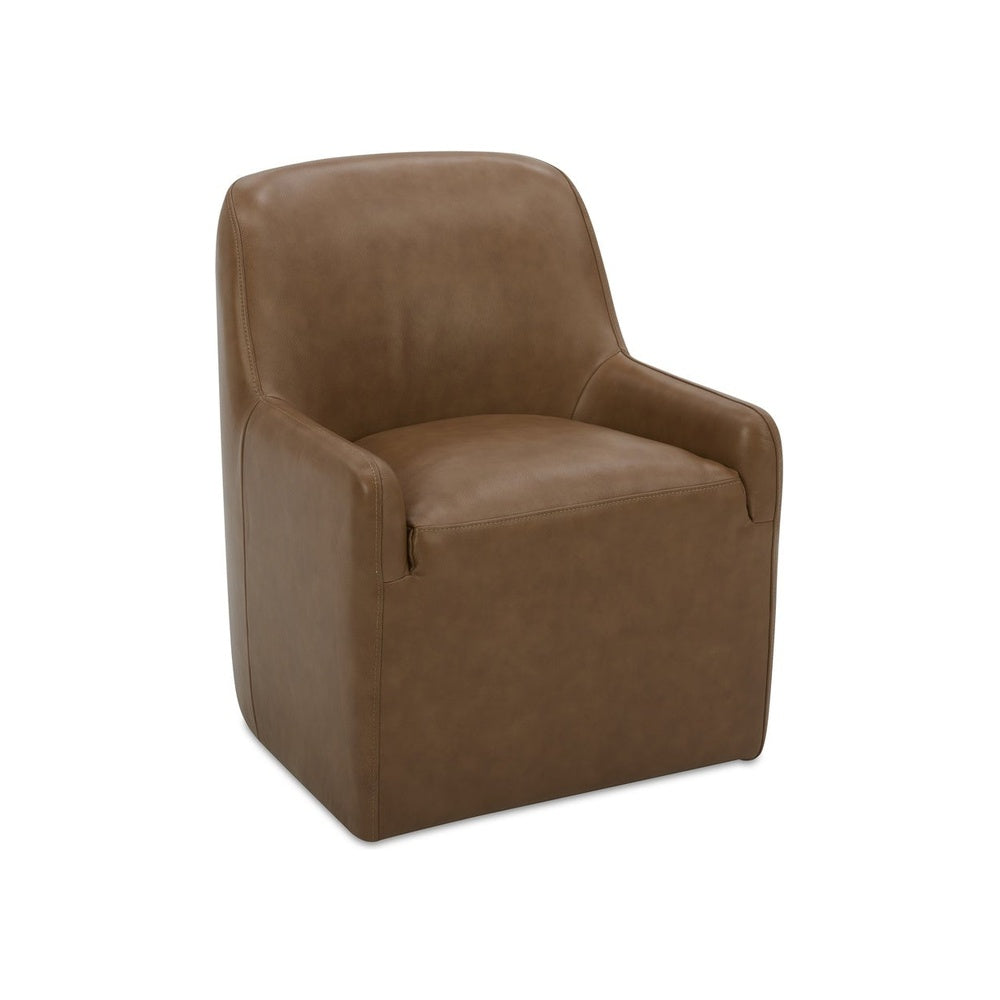 Maysie Rolling Dining Chair FURNITURE - dining chairs Moe's Furniture Tan Leather