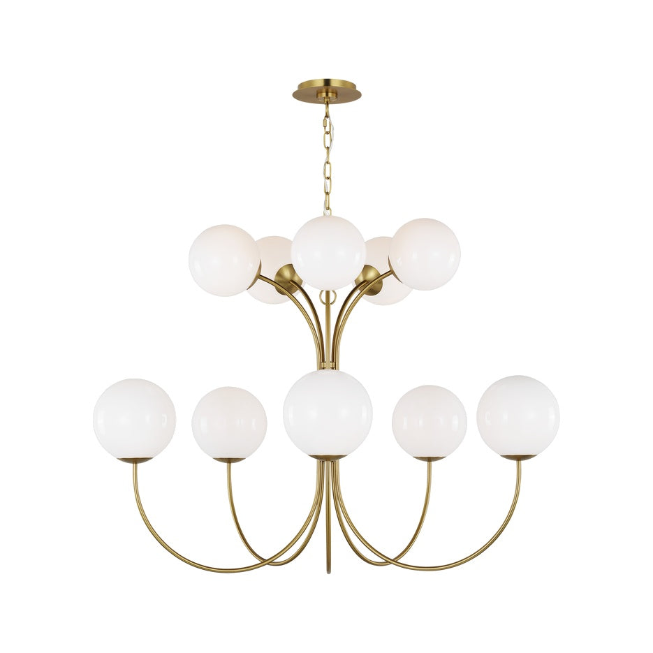 Noemie Large Chandelier, Burnished Brass