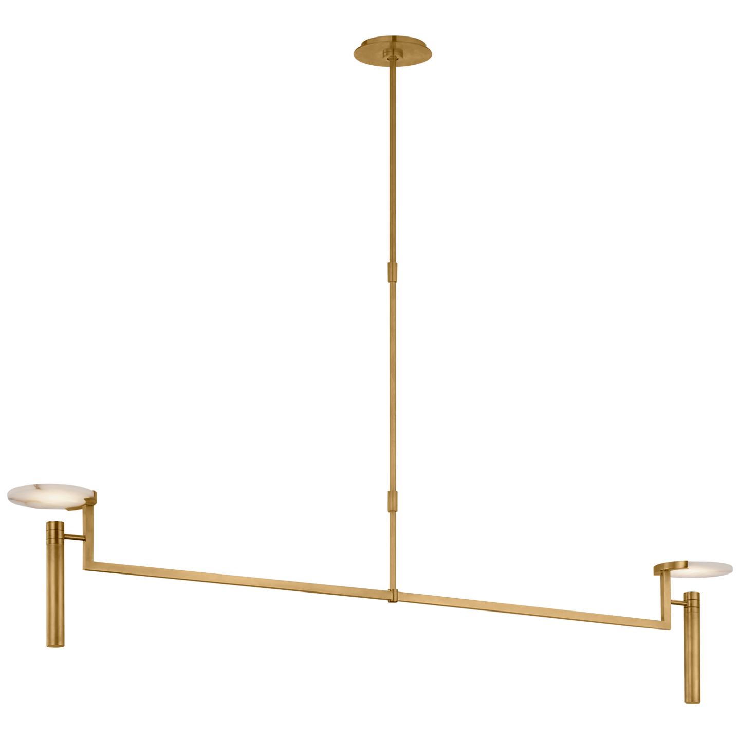 Melange Extra Large Floating Disc Linear Chandelier, Antique-Burnished Brass