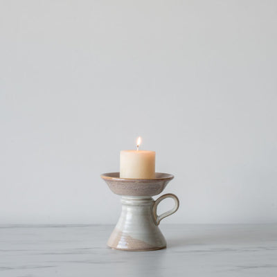 Stoneware Pillar Candle Holder with Handle - Rug & Weave