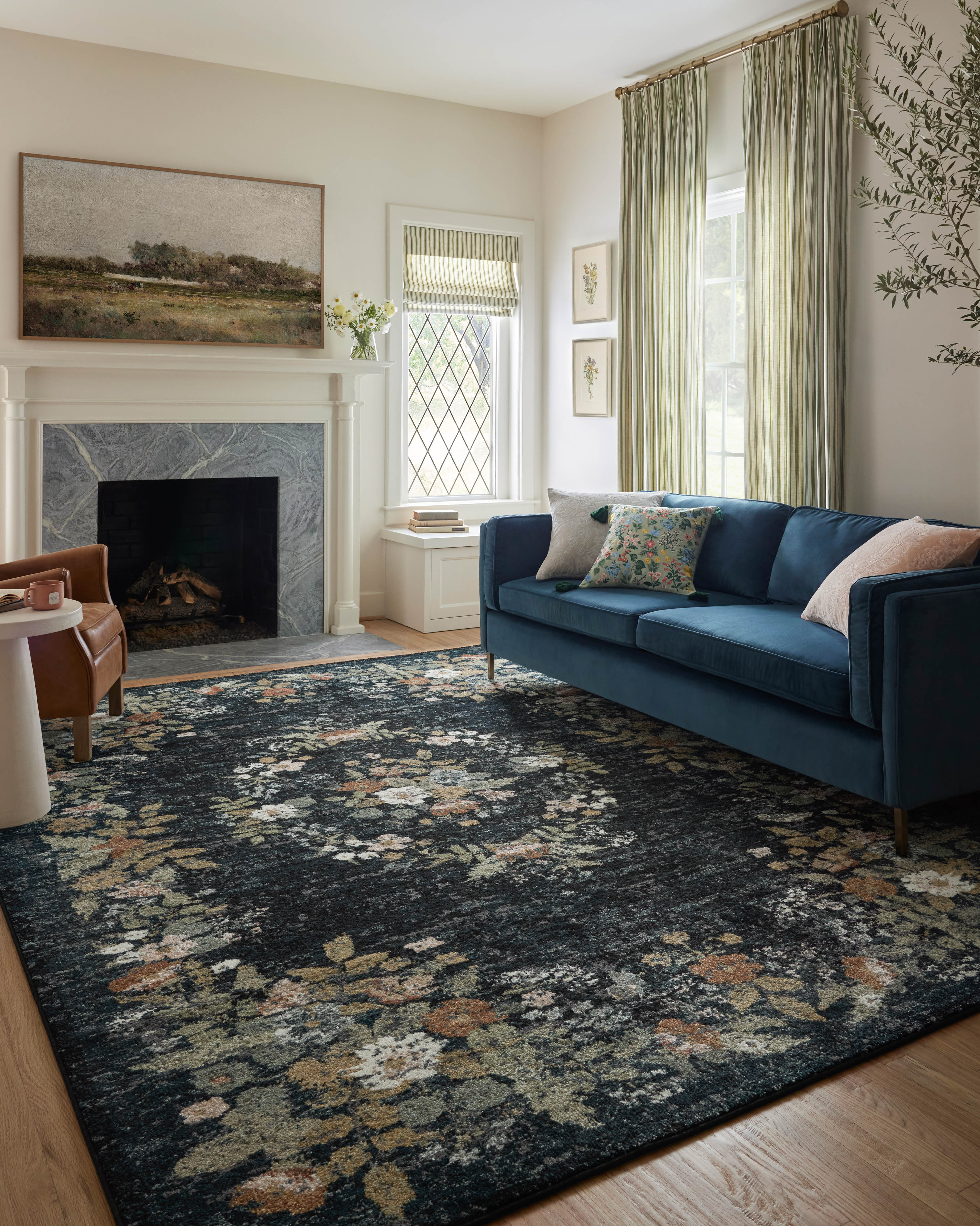 Rifle Paper Co. x Loloi Laurel Navy Sample Rug No.2 RUGS - synthetic Loloi 18" x 18"