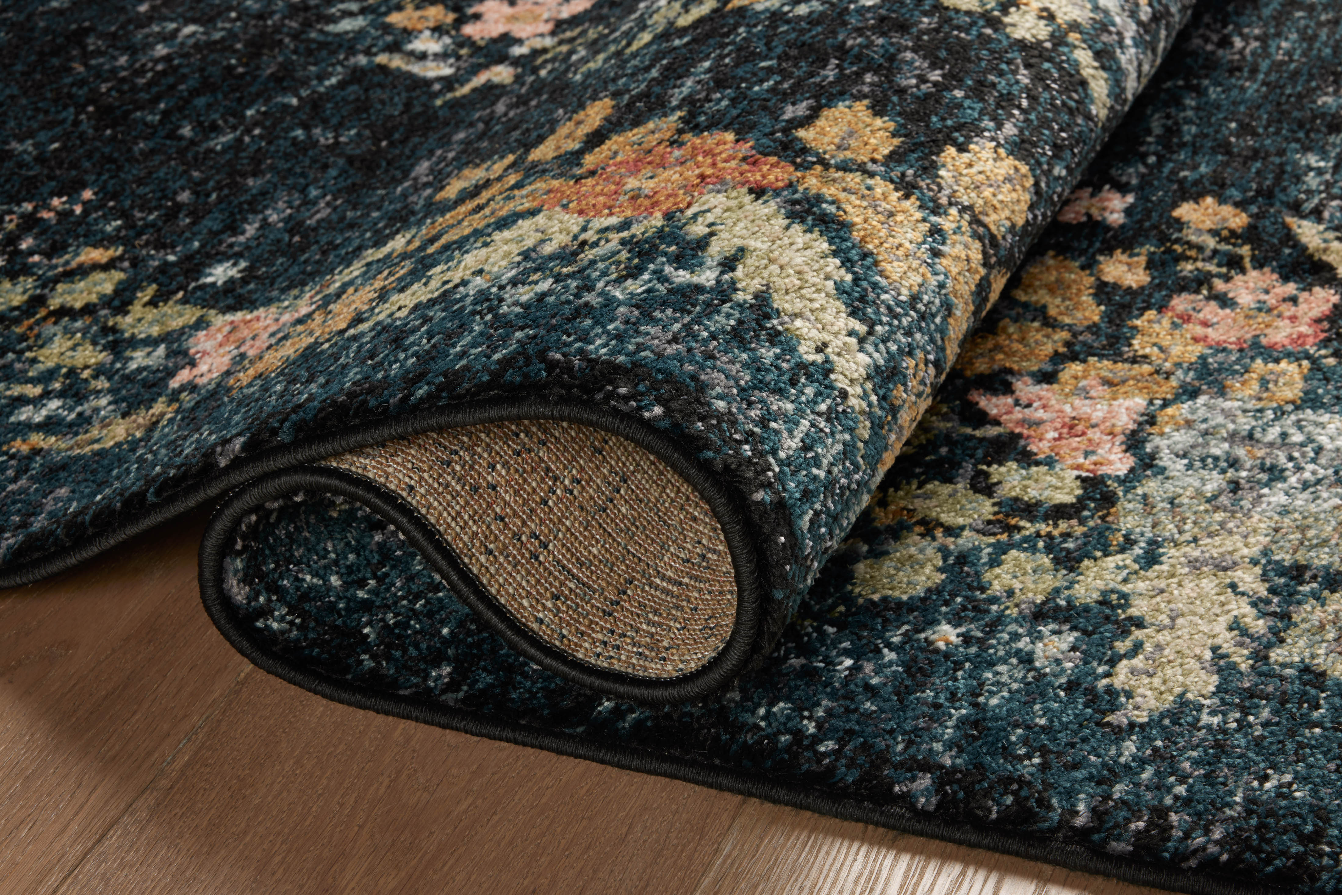 Rifle Paper Co. x Loloi Laurel Navy Sample Rug No.2 RUGS - synthetic Loloi 18" x 18"