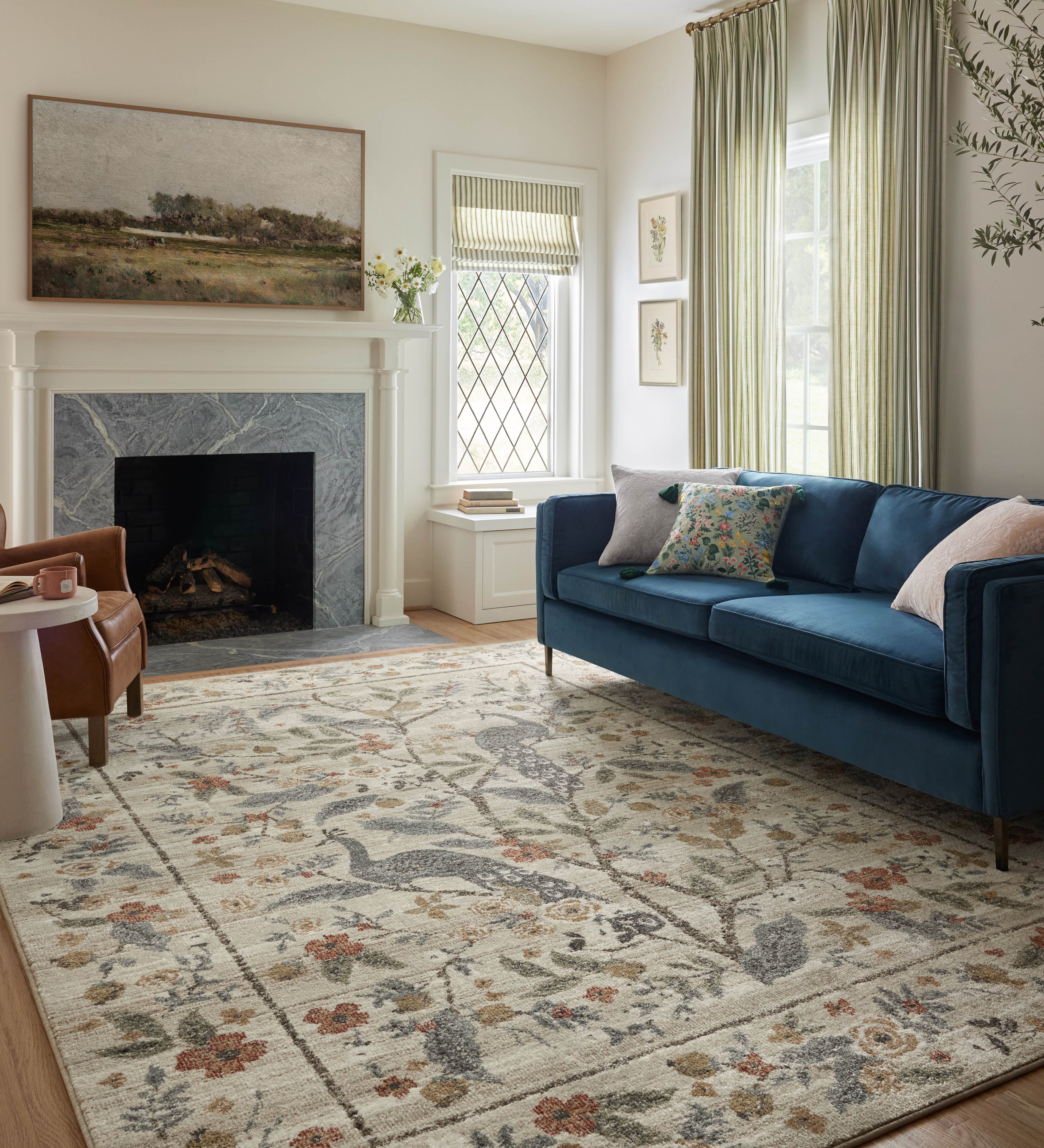 Rifle Paper Co. x Loloi Laurel Peacock Garden Cream Rug 0-RUGS-patterned Loloi