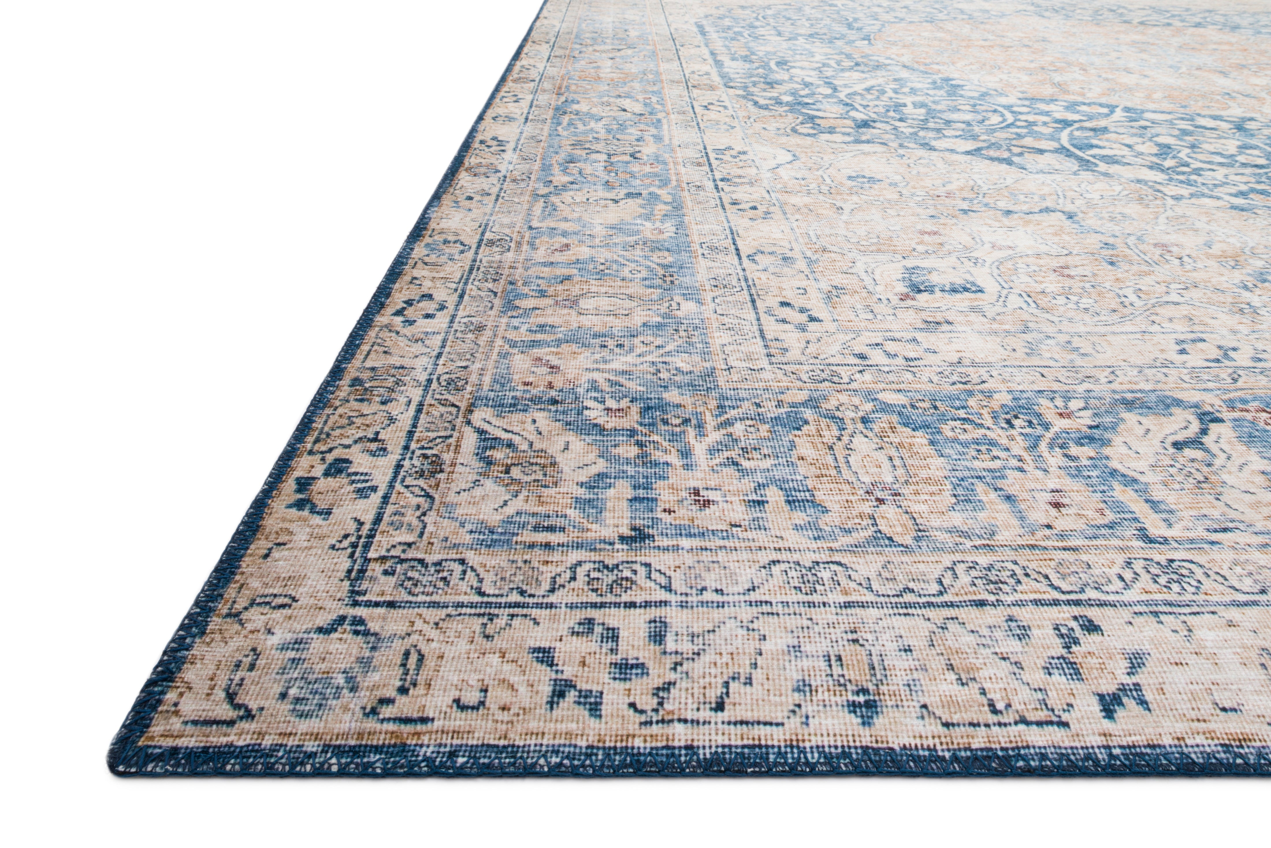 Loloi Layla Blue / Tangerine Rug RUGS - patterned Loloi