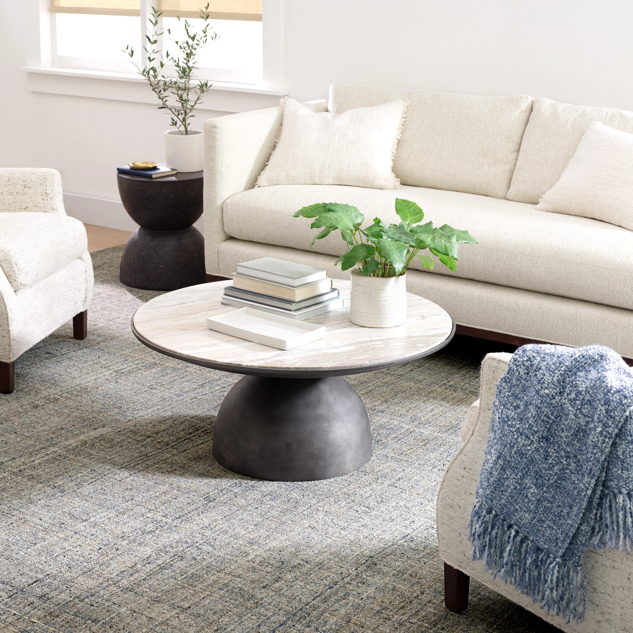 Harris Blue/Brown Hand Micro Hooked Wool Rug-Rug & Weave