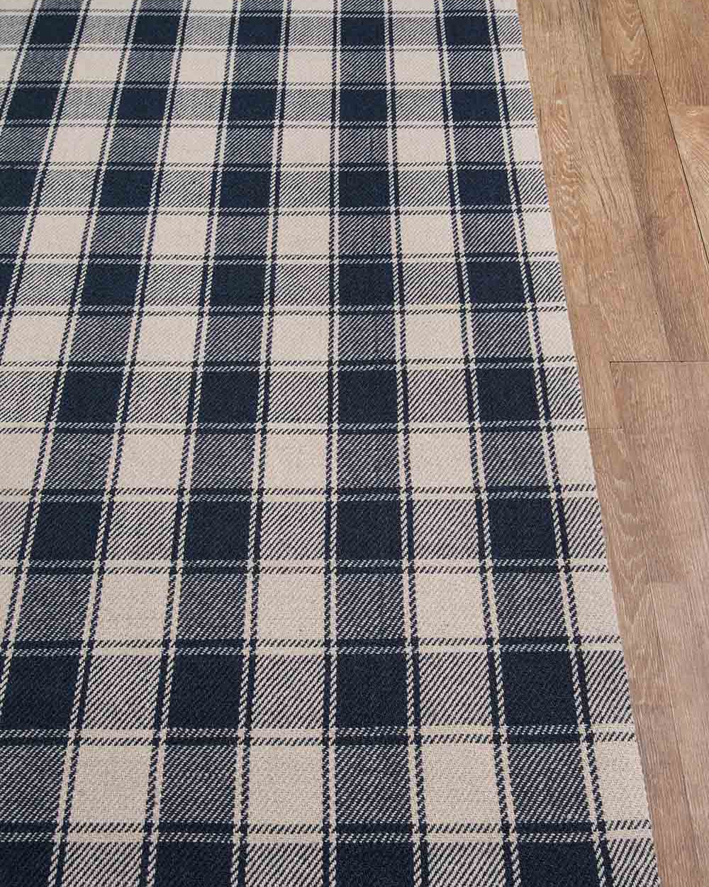 Marlby Tartan Navy Rug 0-rugs-wool Momeni