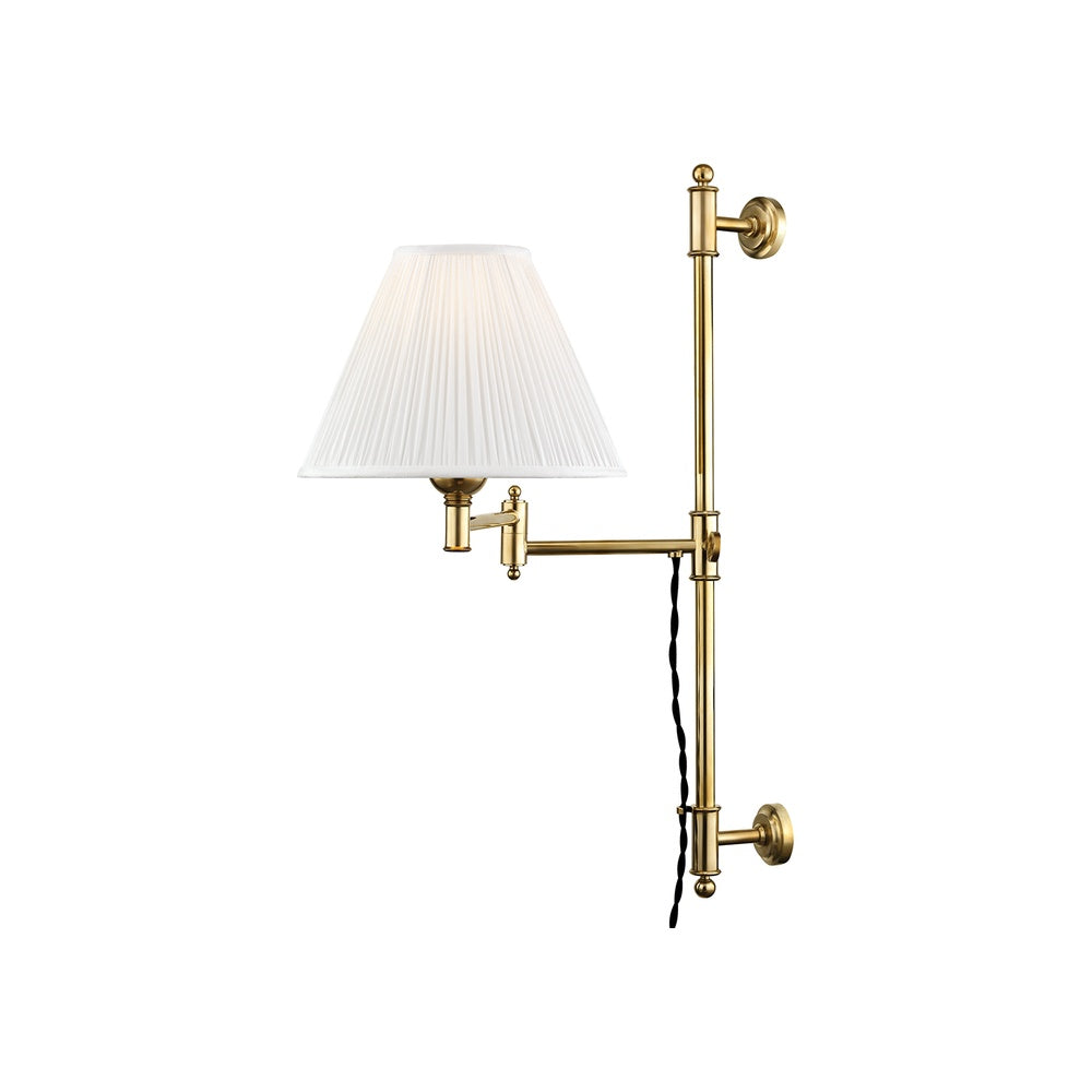 Classic No.1 Plug-in Sconce LIGHTING - Plug-in Sconce Hudson Valley Lighting Aged Brass
