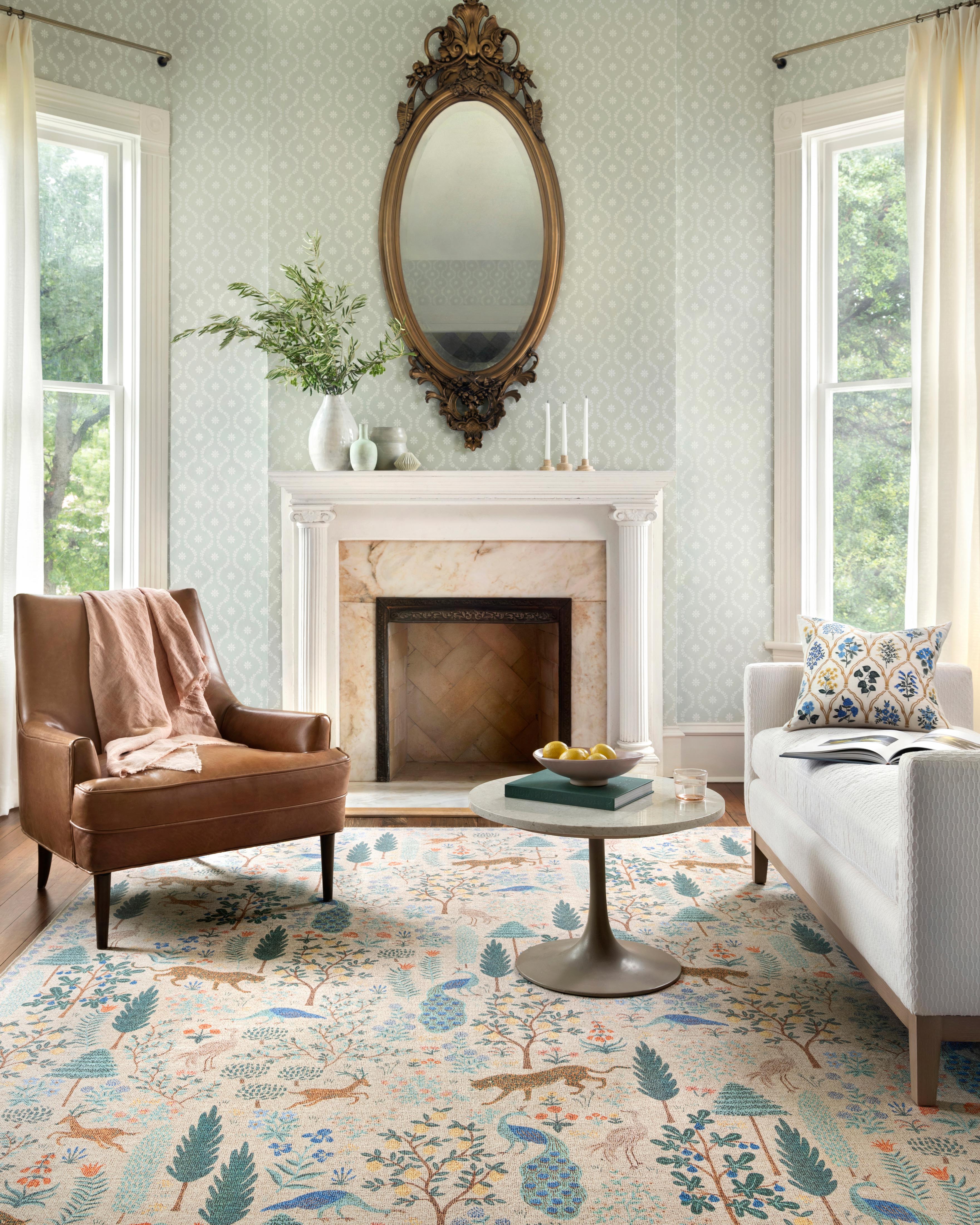 Rifle Paper Co. x Loloi Menagerie Cream Rug No.1 RUGS - synthetic Loloi 18" x 18"