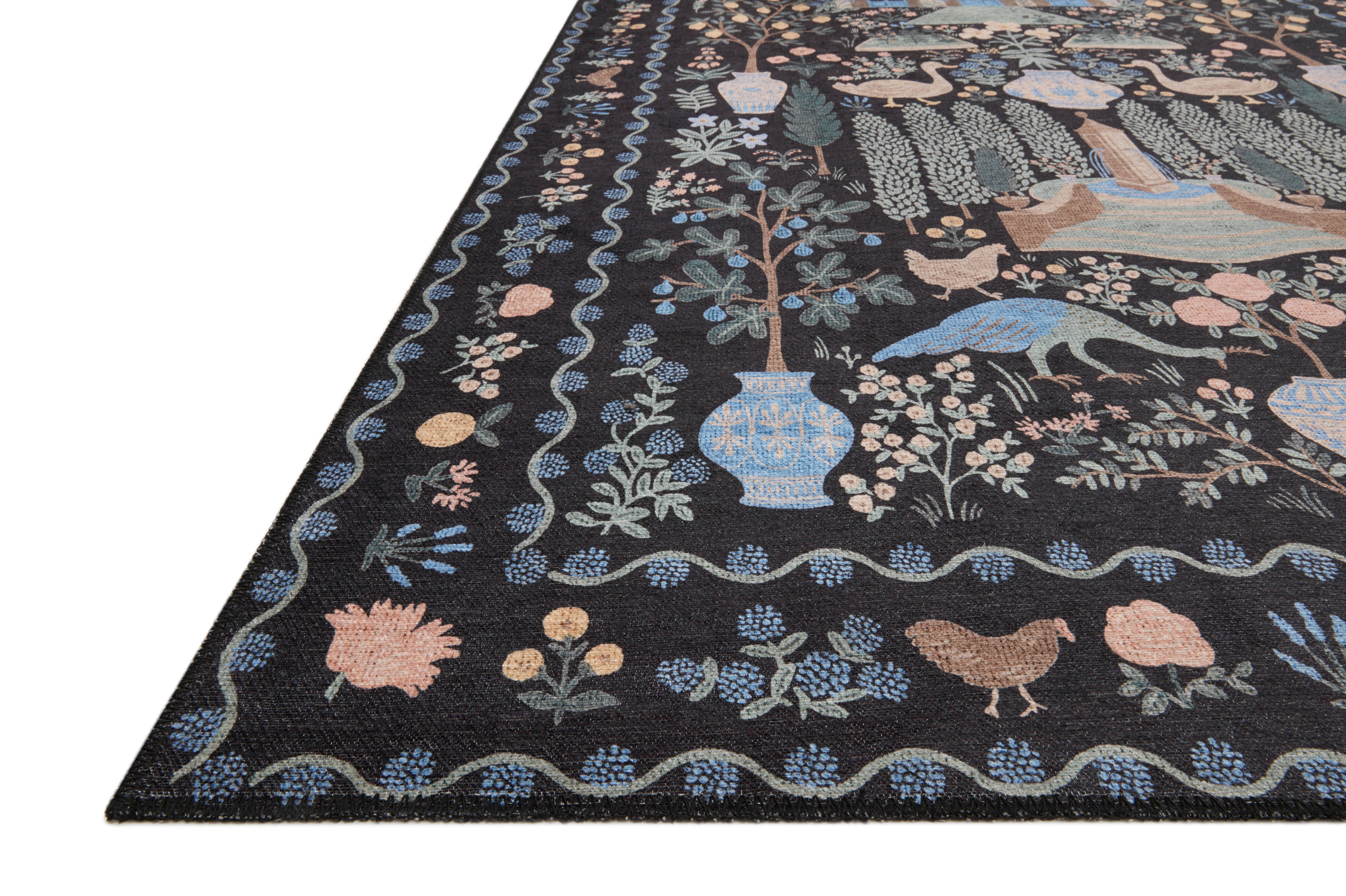 Rifle Paper Co. x Loloi Menagerie Black Rug No.2 RUGS - synthetic Loloi 18" x 18"