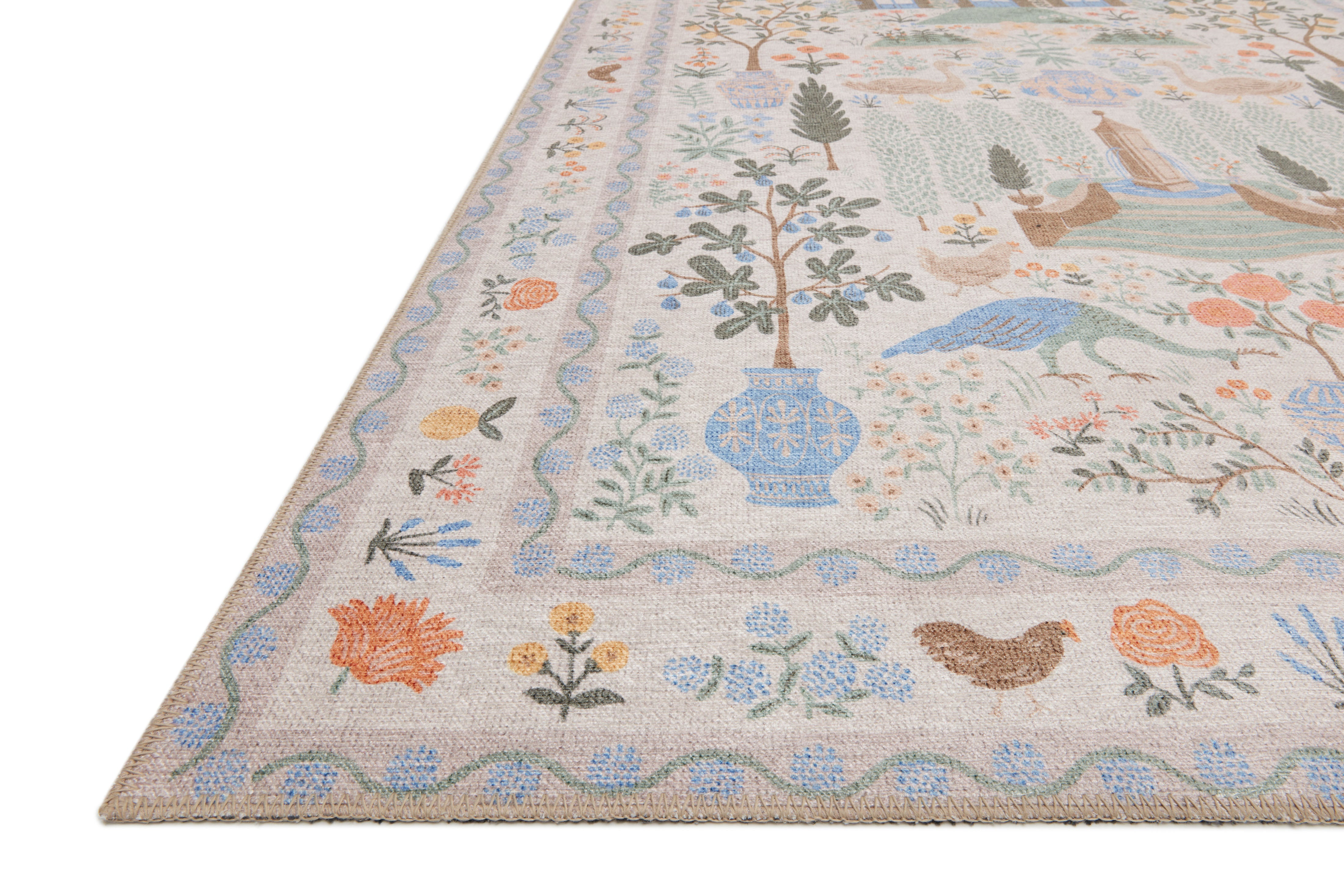 Rifle Paper Co. x Loloi Menagerie Cream Rug No.1 RUGS - synthetic Loloi 18" x 18"