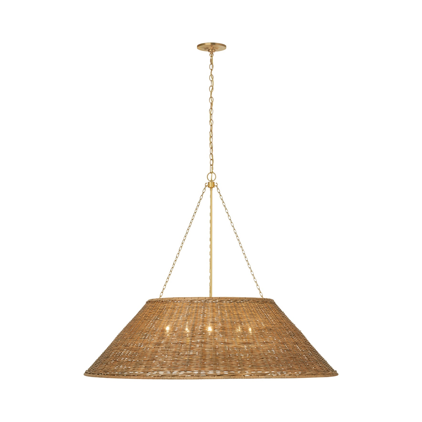 Corinne 44" Woven Hanging Shade Visual Comfort Polished Nickel Natural Wicker