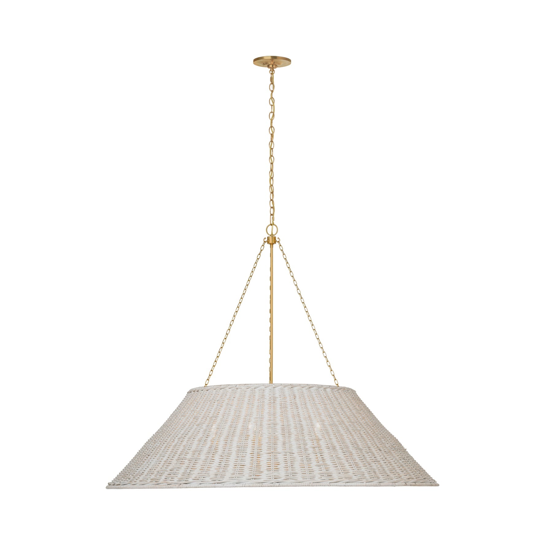 Corinne 44" Woven Hanging Shade Visual Comfort Soft Brass Natural Wicker