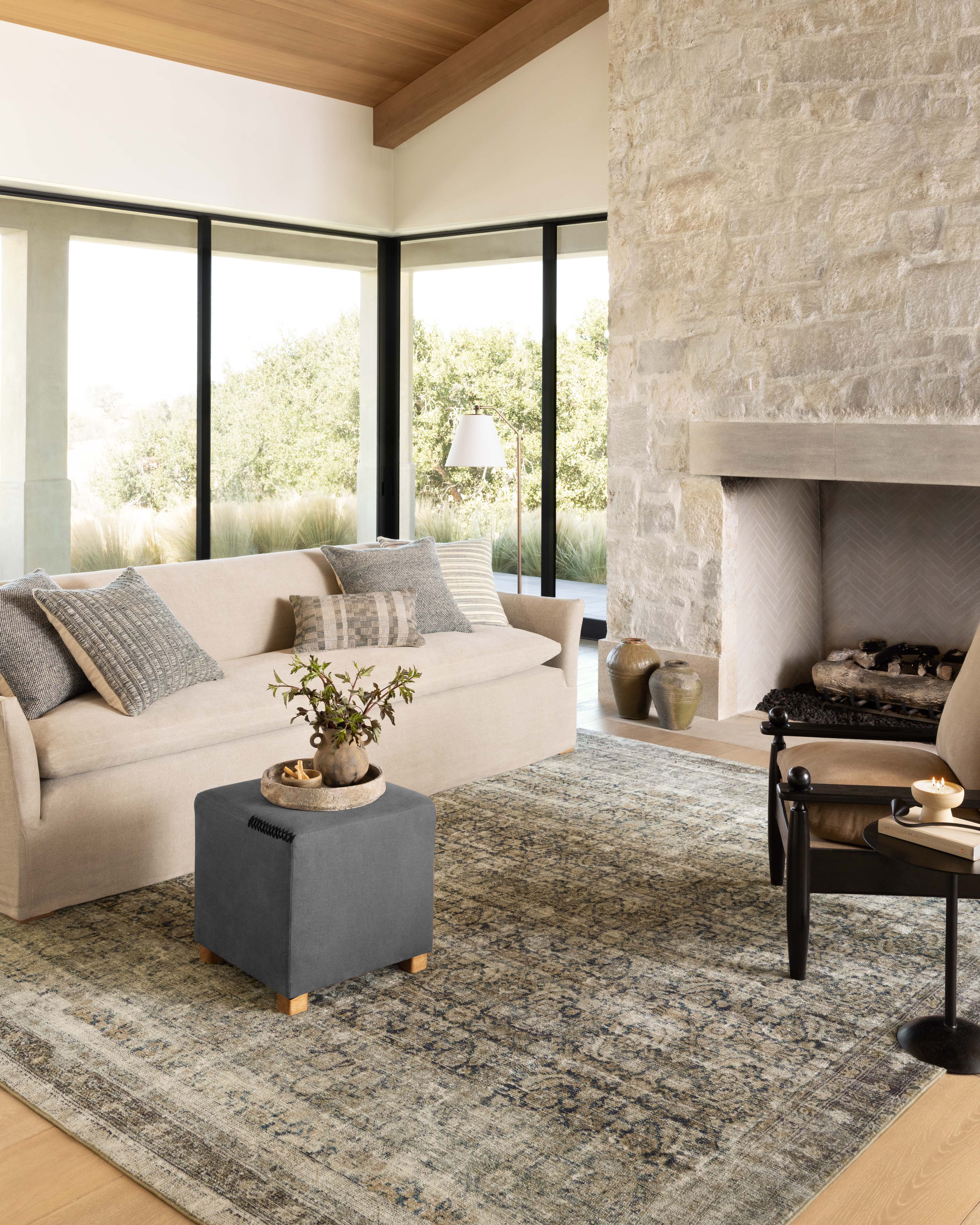Amber Lewis x Loloi Morgan Navy / Sand Rug RUGS - synthetic Loloi