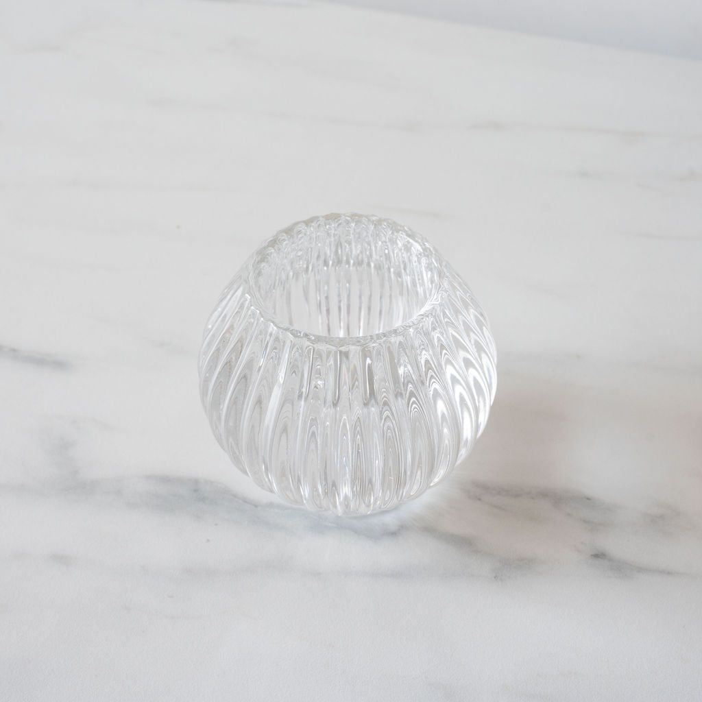 Ridged Glass Taper/Votive Holder Clear - Rug & Weave