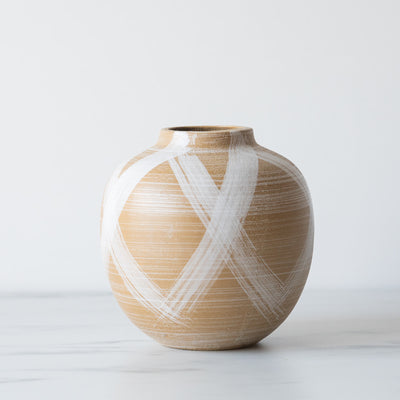 Neutral Diamond Pattern Vase - Rug & Weave