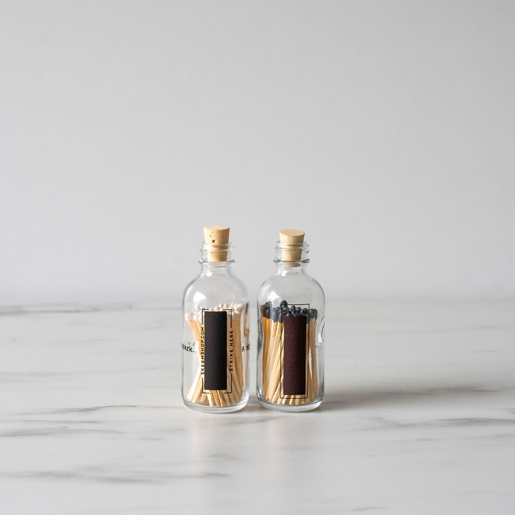 Mini Apothecary Match Bottle - Black Tip - Rug & Weave