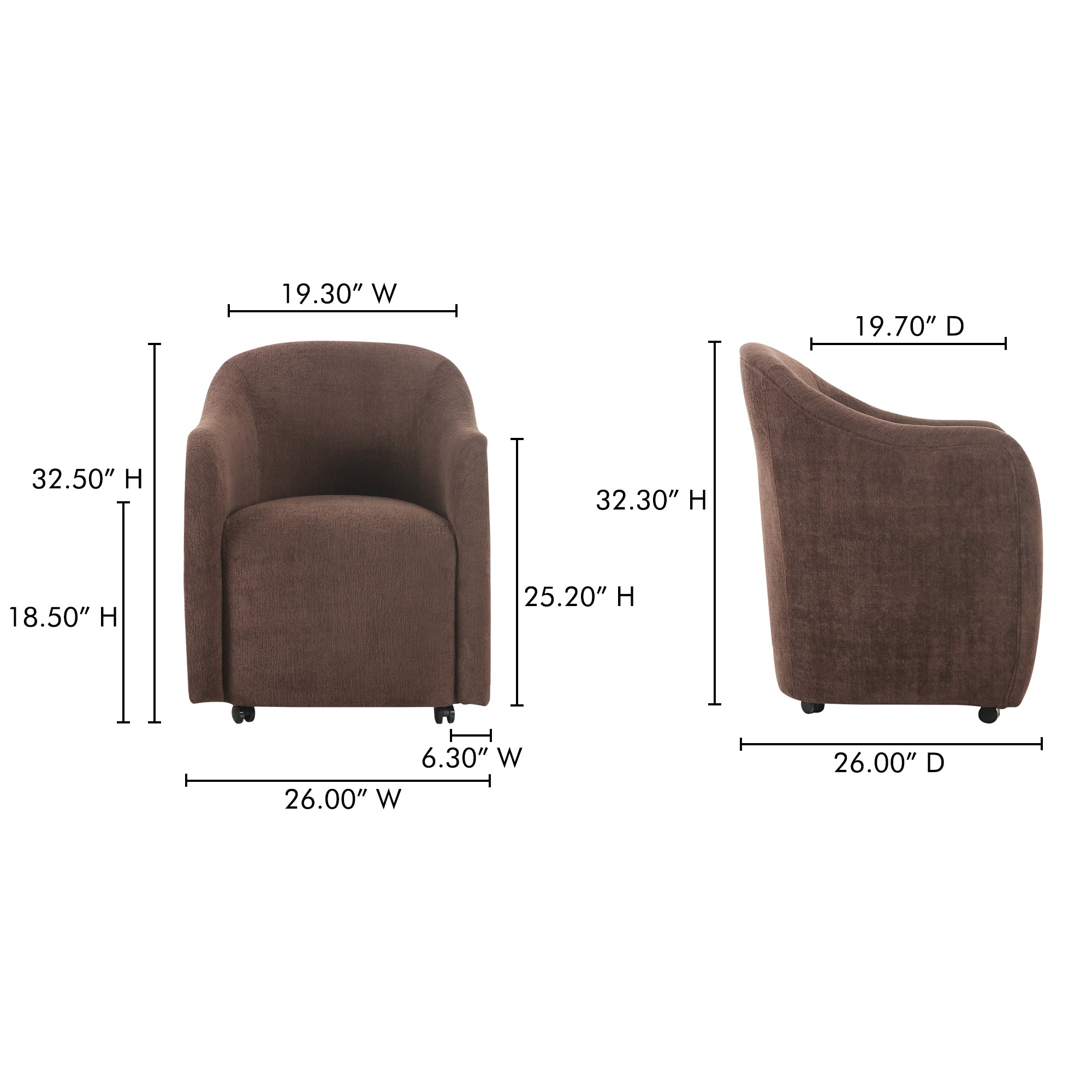 Drava Rolling Dining Chair FURNITURE - dining chair Moe's Furniture