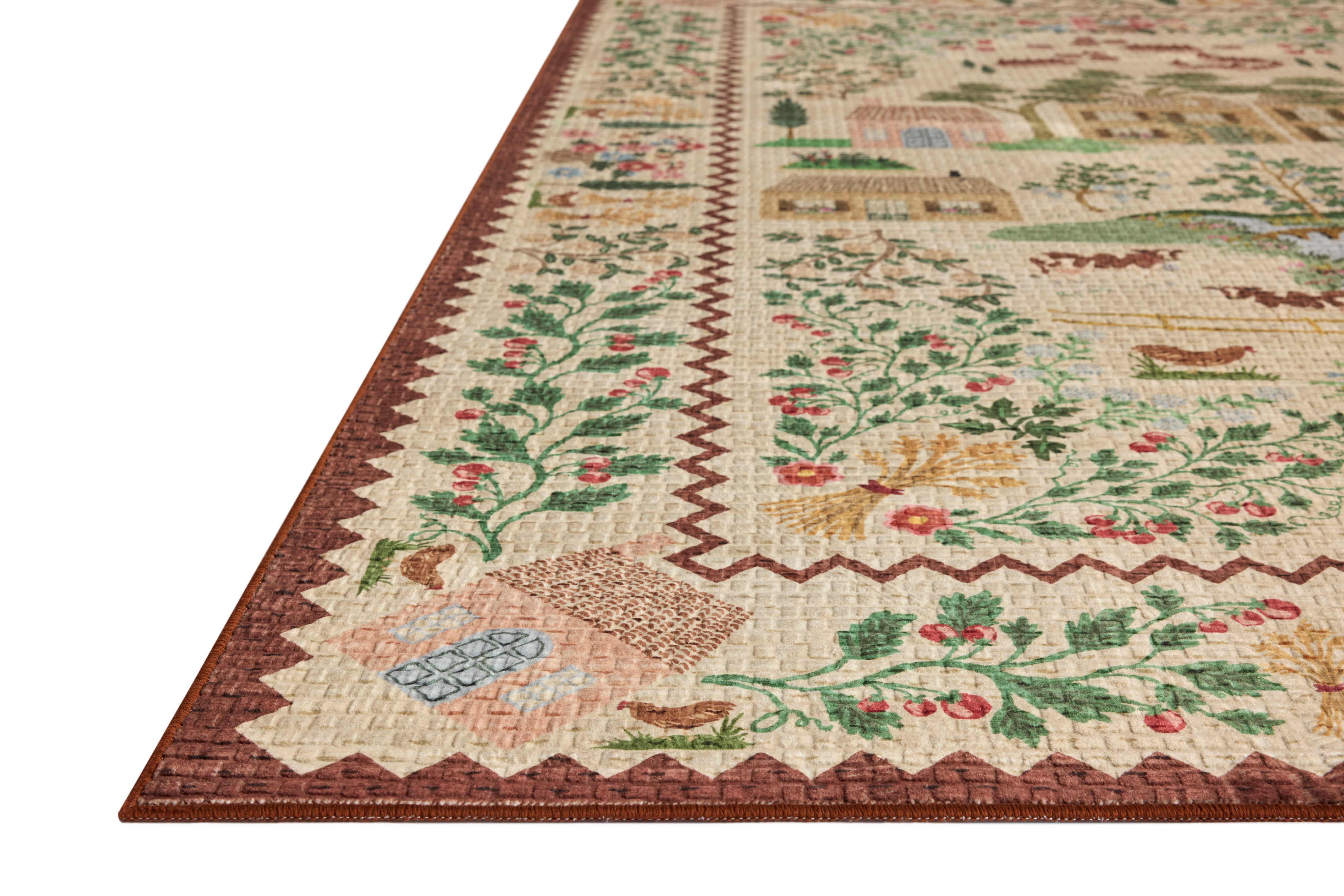 Rifle Paper Co. x Loloi Orchard Antique Ivory / Multi Machine Washable Rug RUGS - synthetic Loloi 18" x 18"