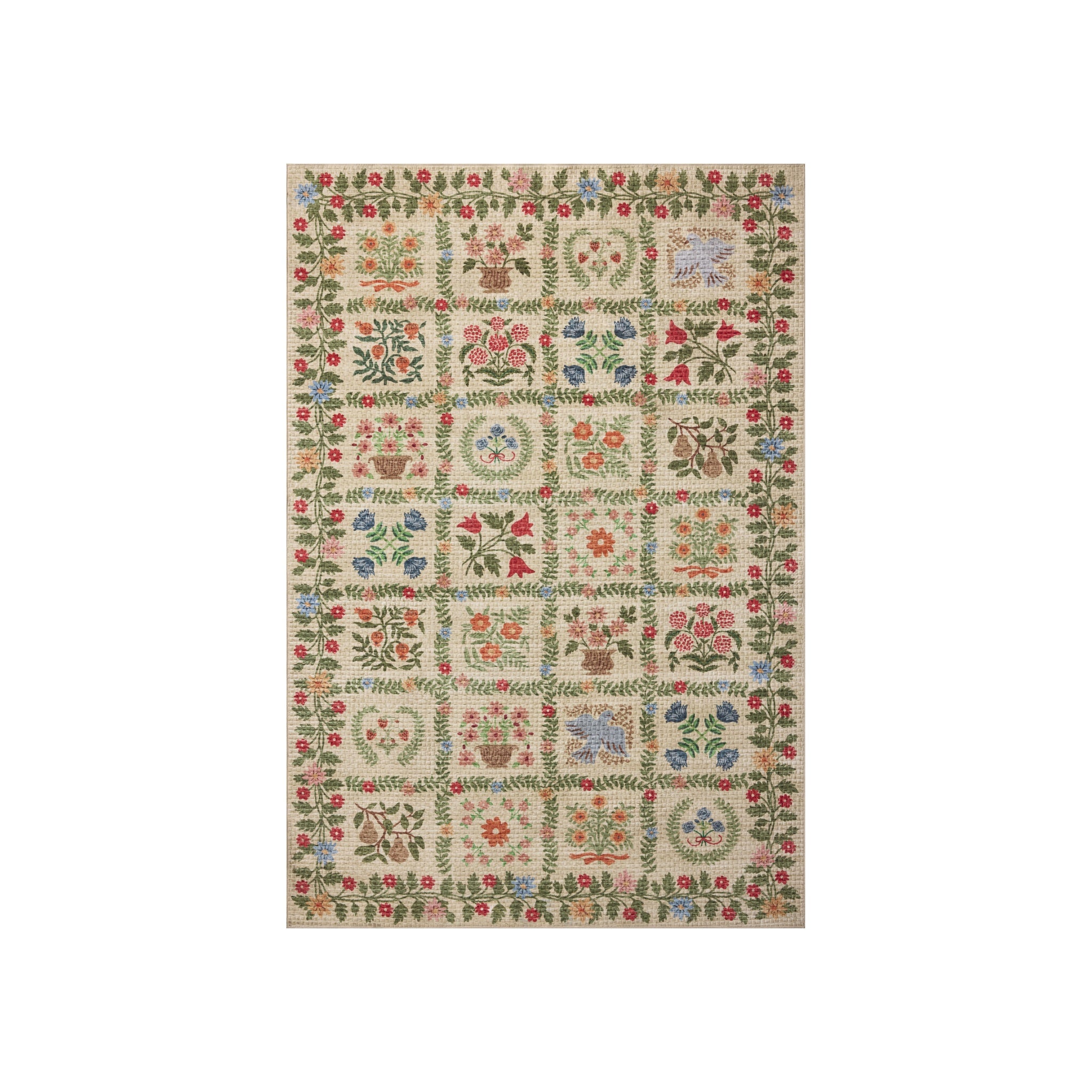 Rifle Paper Co. x Loloi Orchard Beige / Multi Machine Washable Rug RUGS - synthetic Loloi 18" x 18"