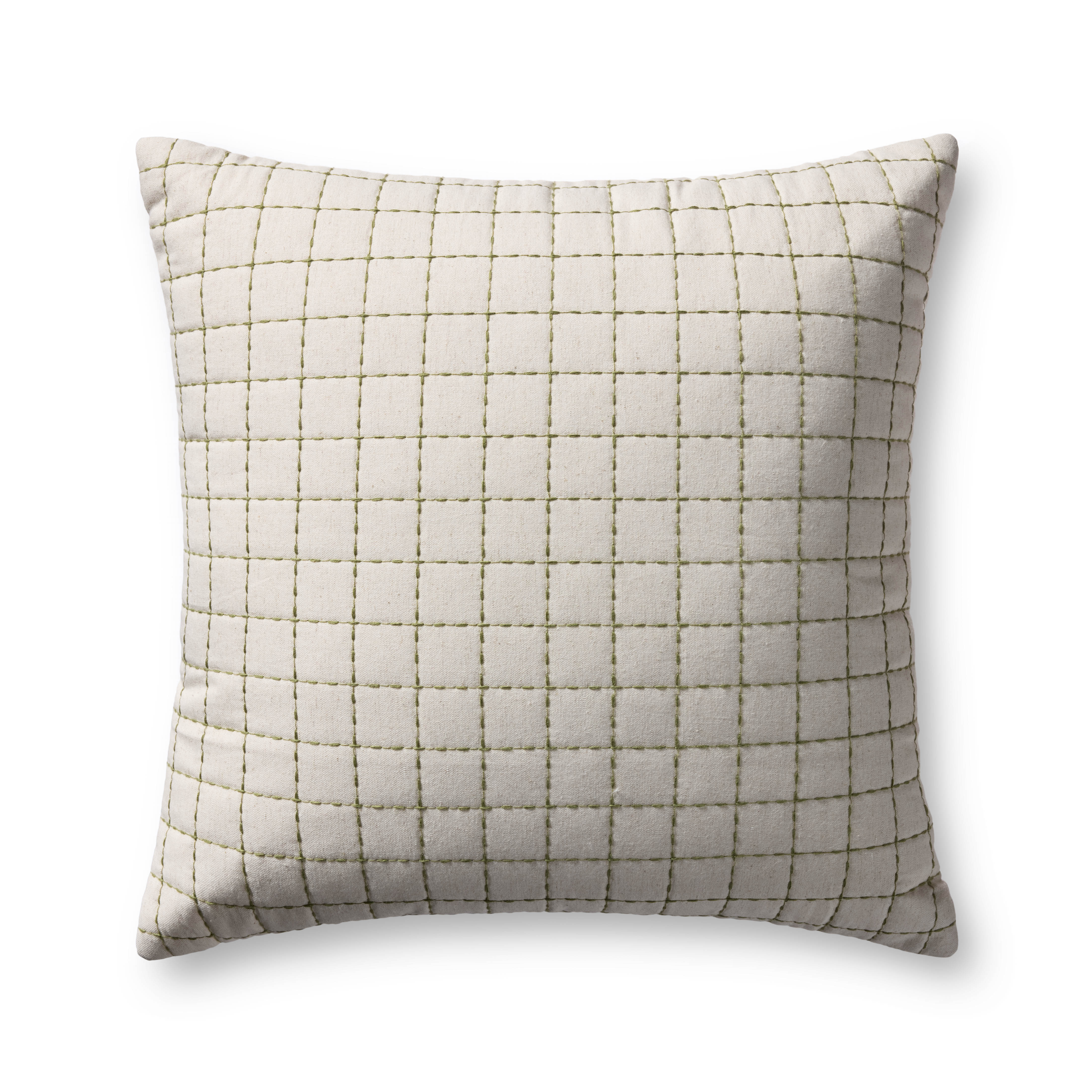 Magnolia Home by Joanna Gaines x Loloi Hattie Natural / Green Pillow Throw Pillows Loloi Cover Only