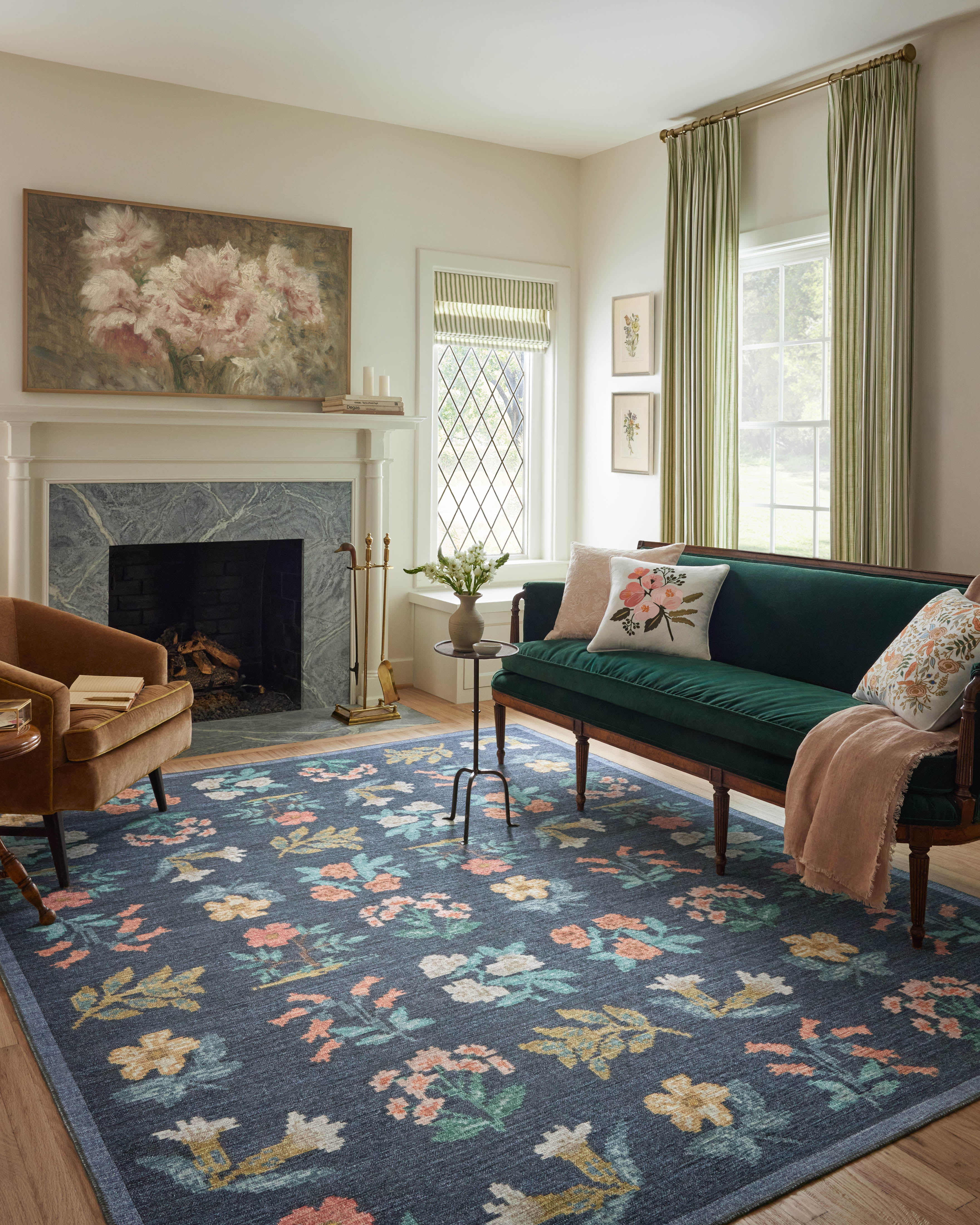 Rifle Paper Co. x Loloi Rosa Navy Rug RUGS - synthetic Loloi