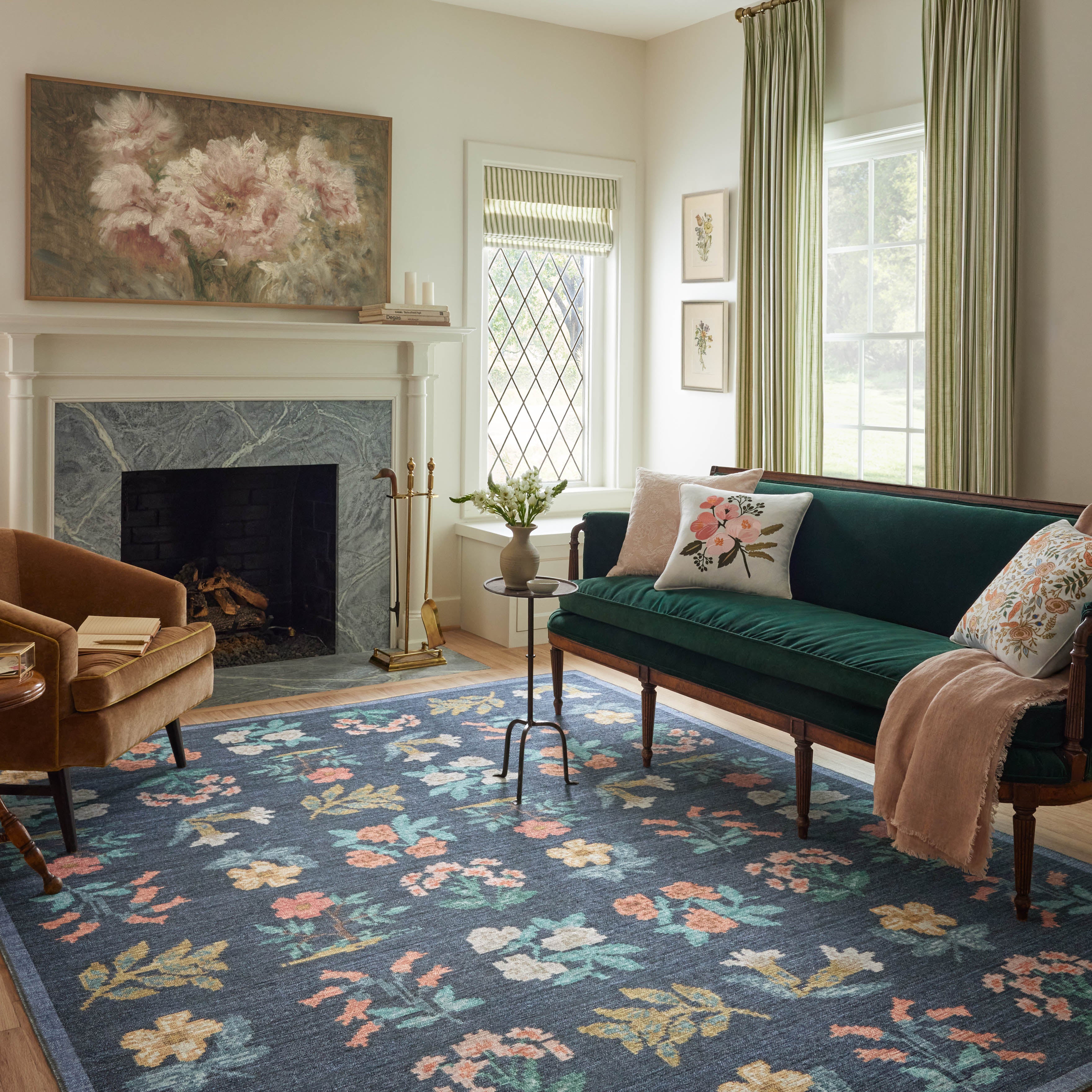 Rifle Paper Co. x Loloi Rosa Navy Sample Rug RUGS - synthetic Loloi
