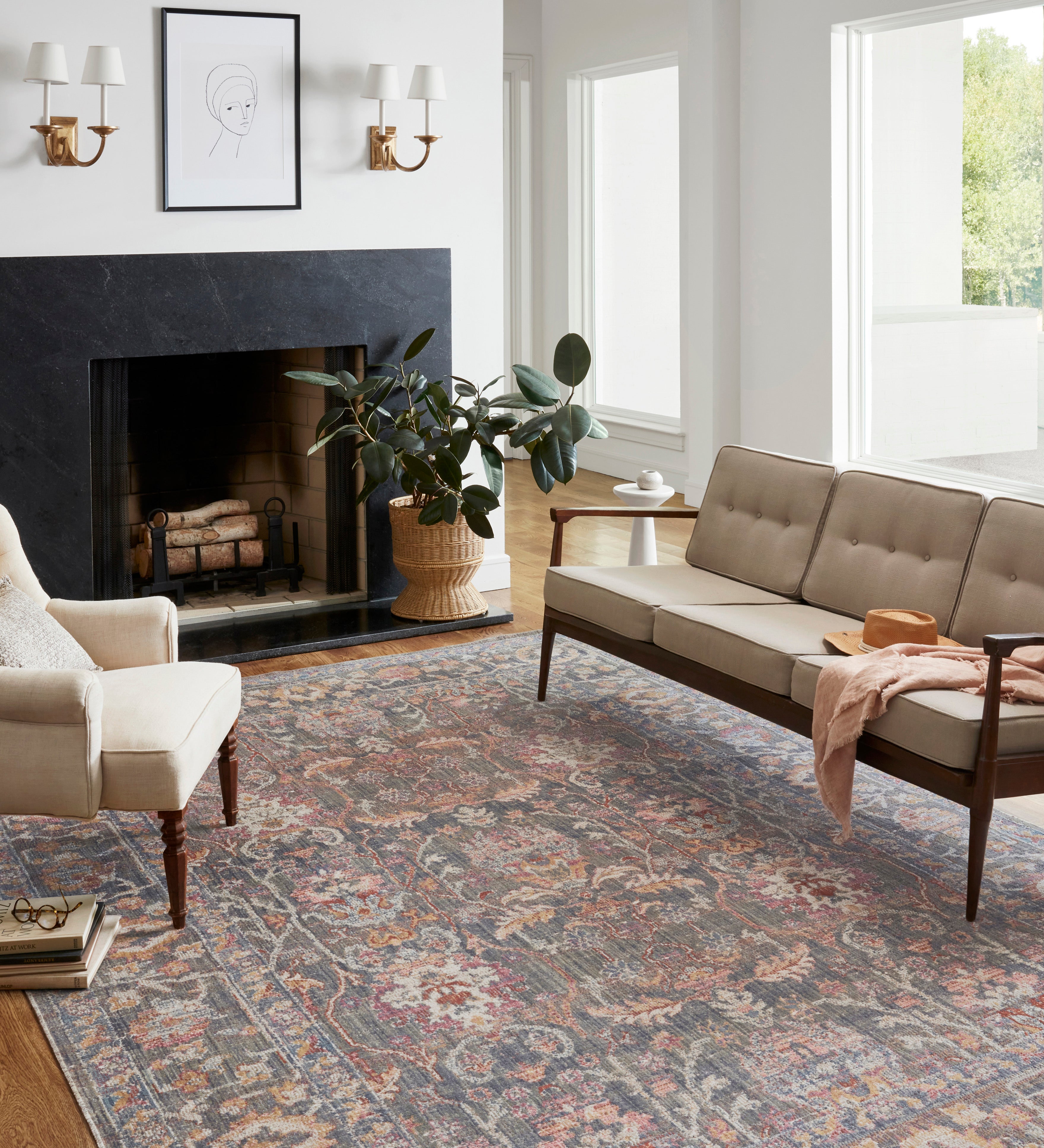 Chris Loves Julia x Loloi Rosemarie Stone / Multi Rug RUGS - patterned Loloi