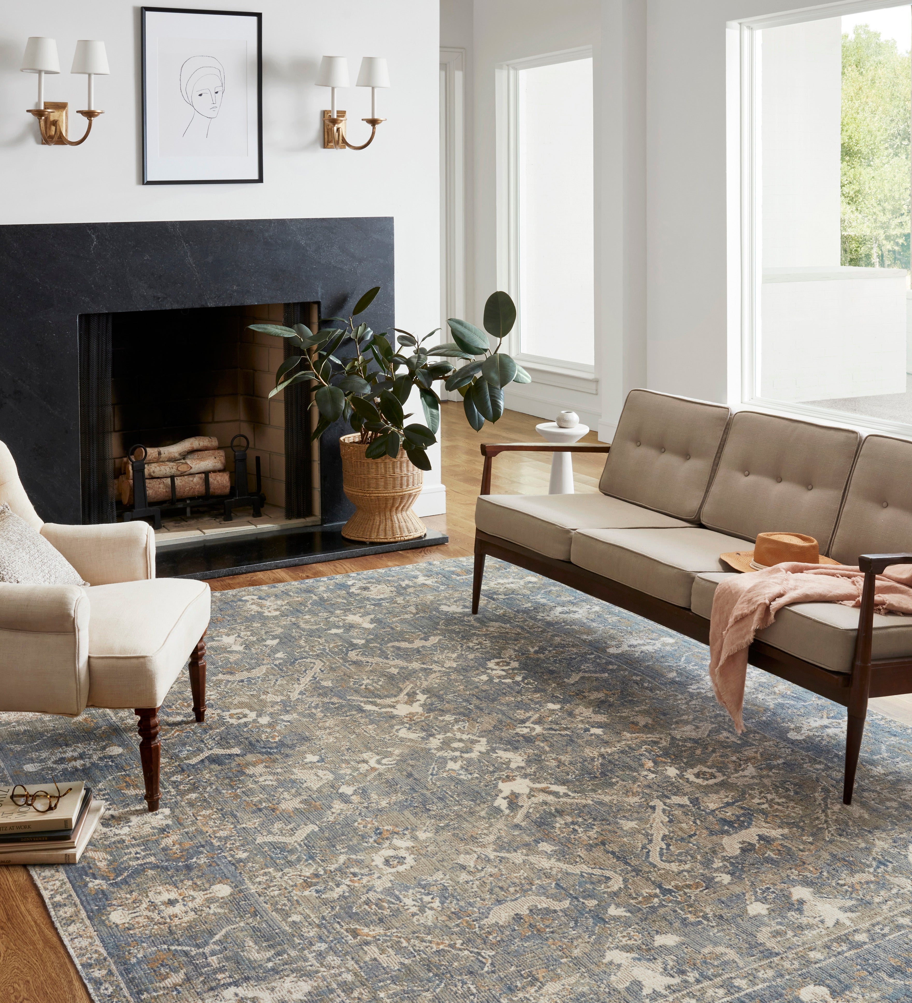 Chris Loves Julia x Loloi Rosemarie Sand / Lagoon Rug RUGS - patterned Loloi
