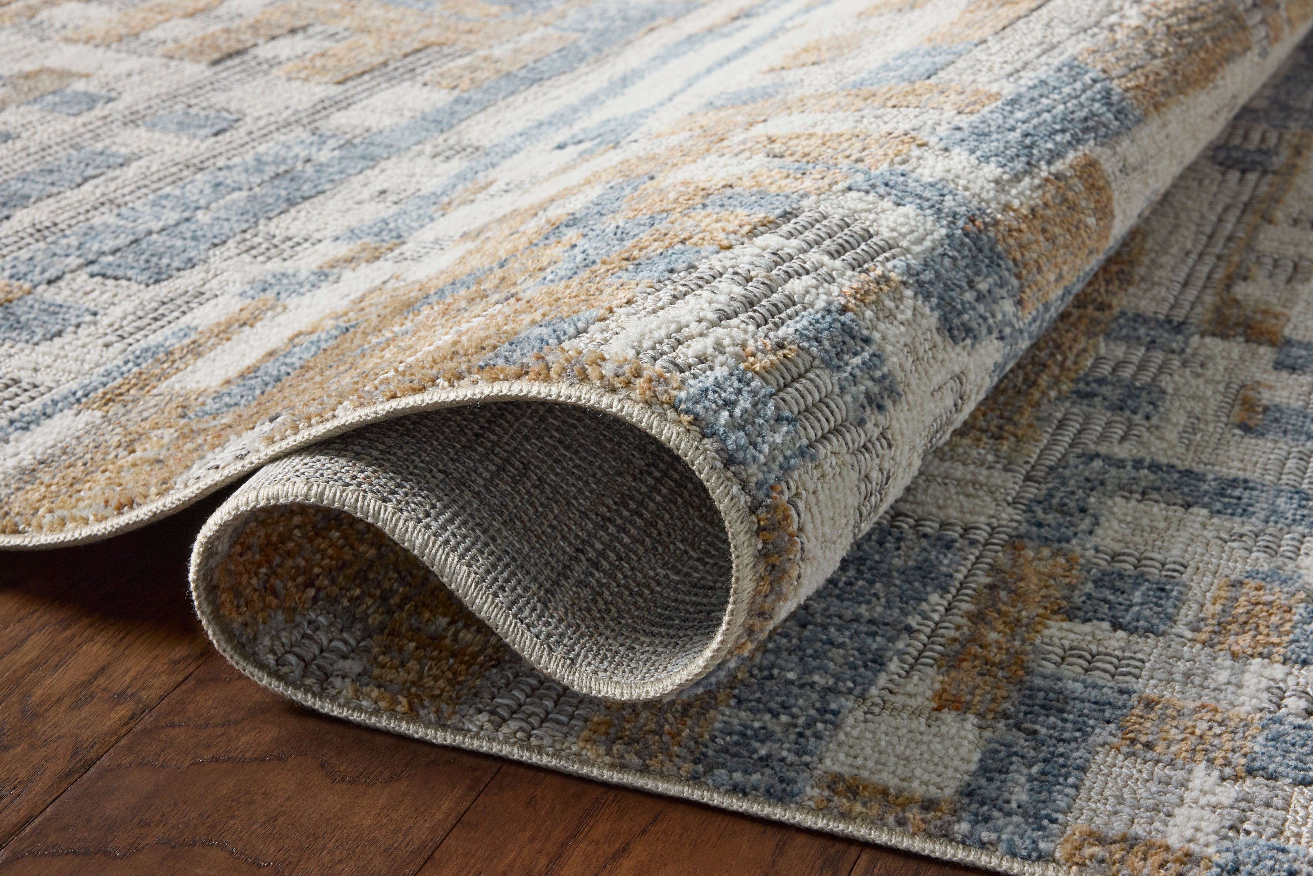 Loloi Roxie Ivory / Denim Square Rug RUGS - synthetic Loloi