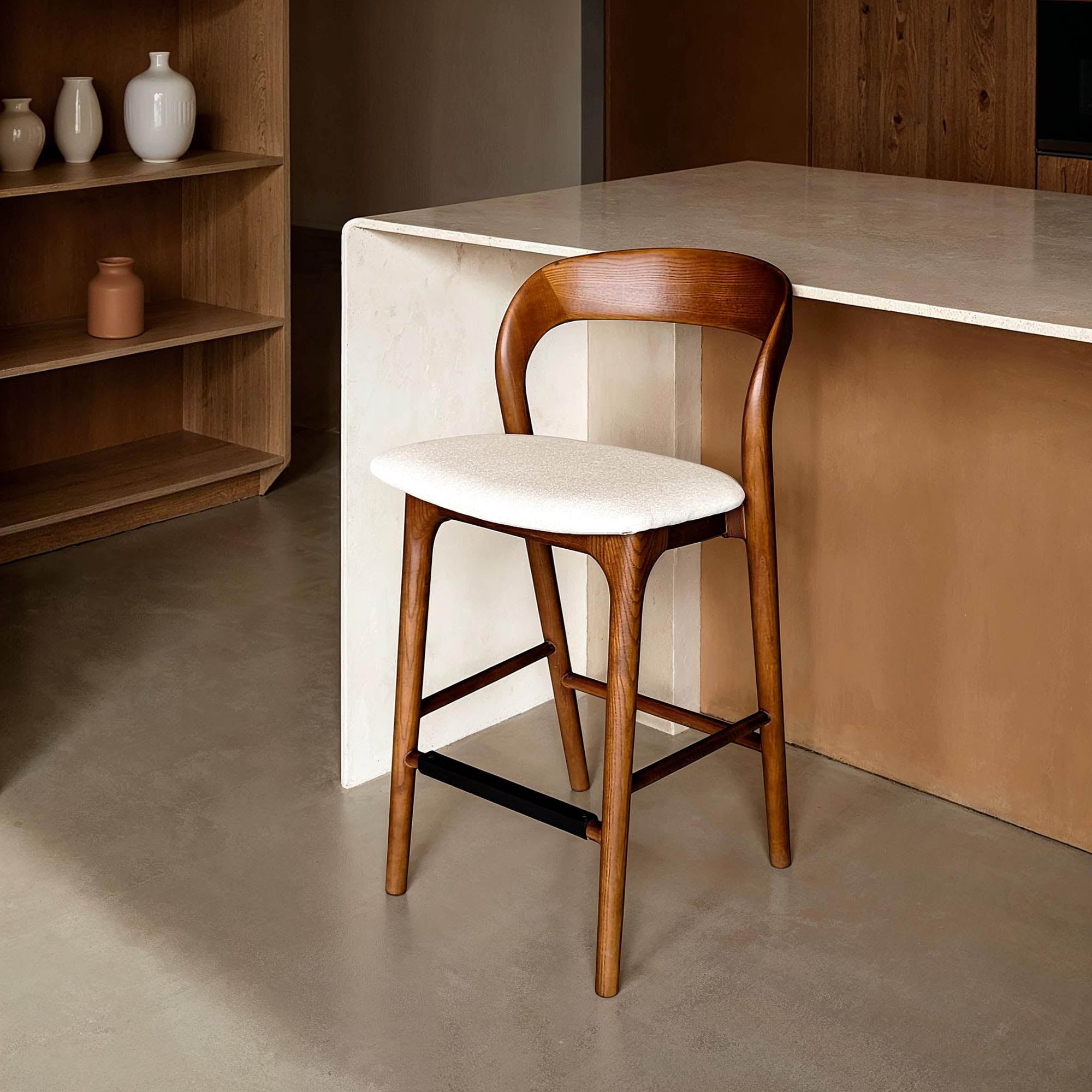 FLOOR MODEL - Rondo Counter Stool - Walnut Frame FURNITURE - bar/counter stool LH IMPORTS