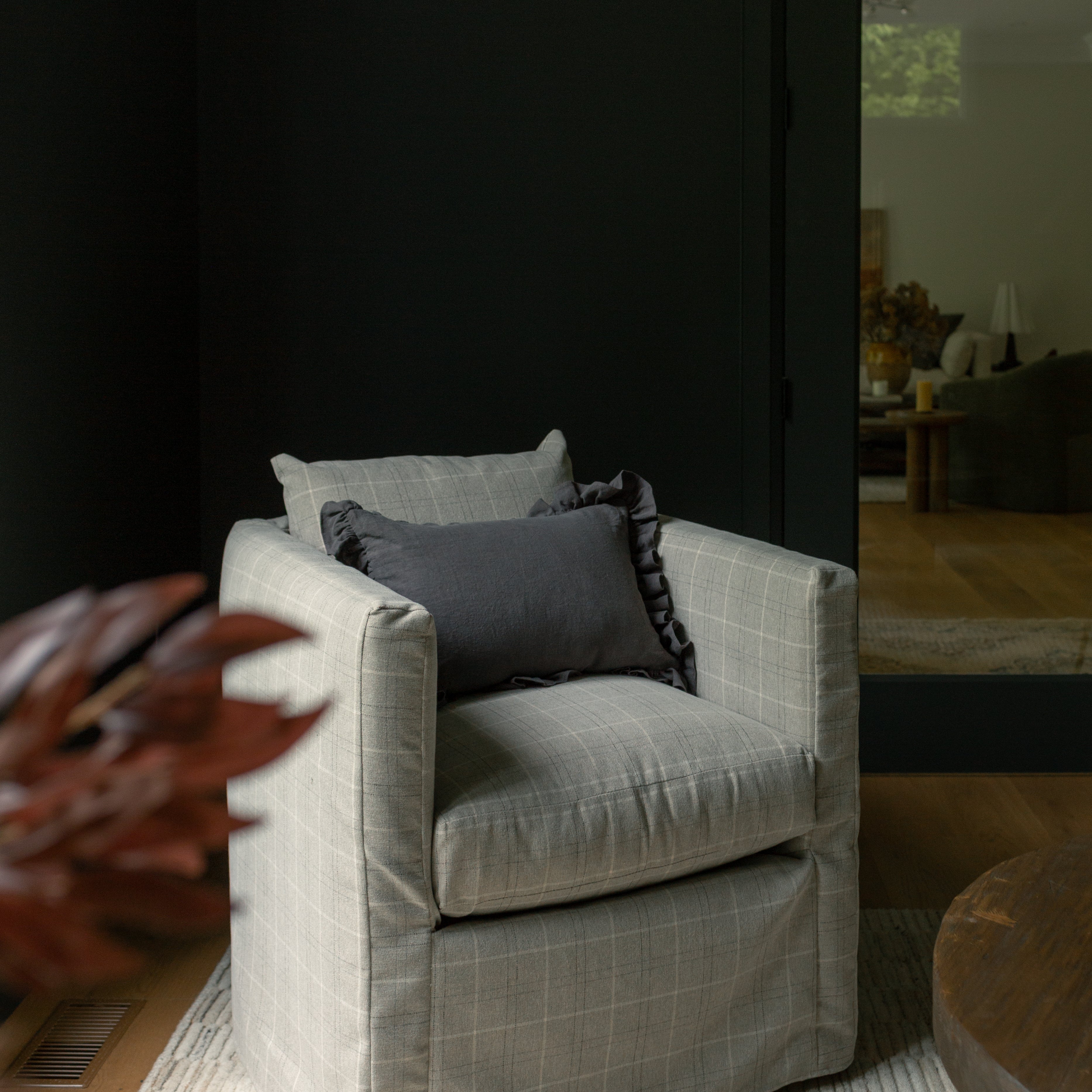 Charcoal Ruffle Pillow Cover 3 - PILLOWS - linen - cool Rug & Weave Pillows