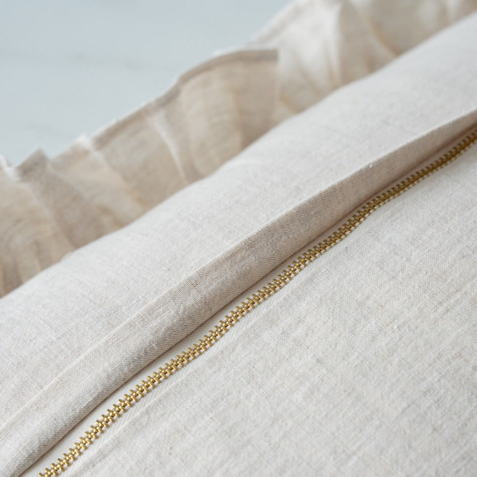 Oatmeal Ruffle Pillow Cover 1 - PILLOWS - Linen - neutral Rug & Weave Pillows