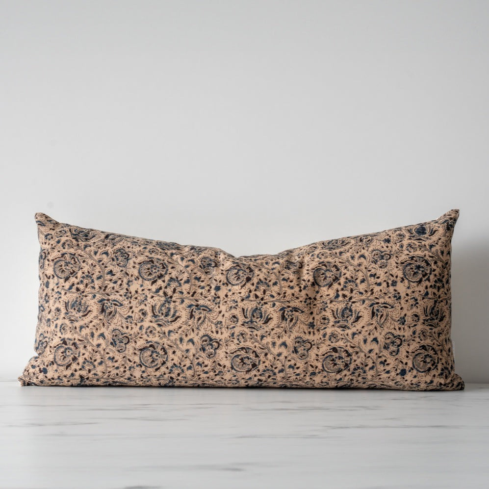 Agnes Long Lumbar Pillow Cover 1 - PILLOWS - block print - neutral Rug & Weave Pillows