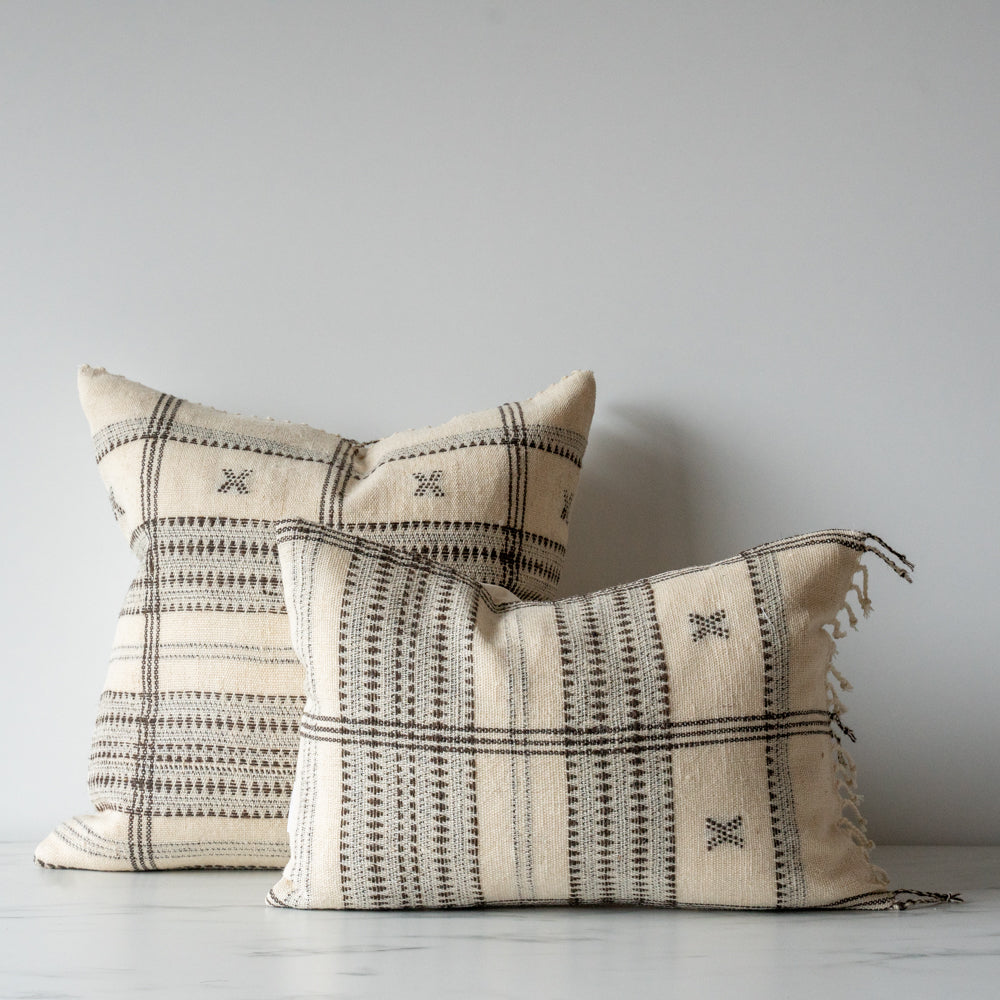 Cream Bhujodi Fringe Pillow Cover 1 - PILLOWS - Bhujodi - neutral Rug & Weave Pillows