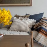 Gingham Ruffle Pillow Cover