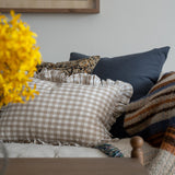 Gingham Ruffle Pillow Cover
