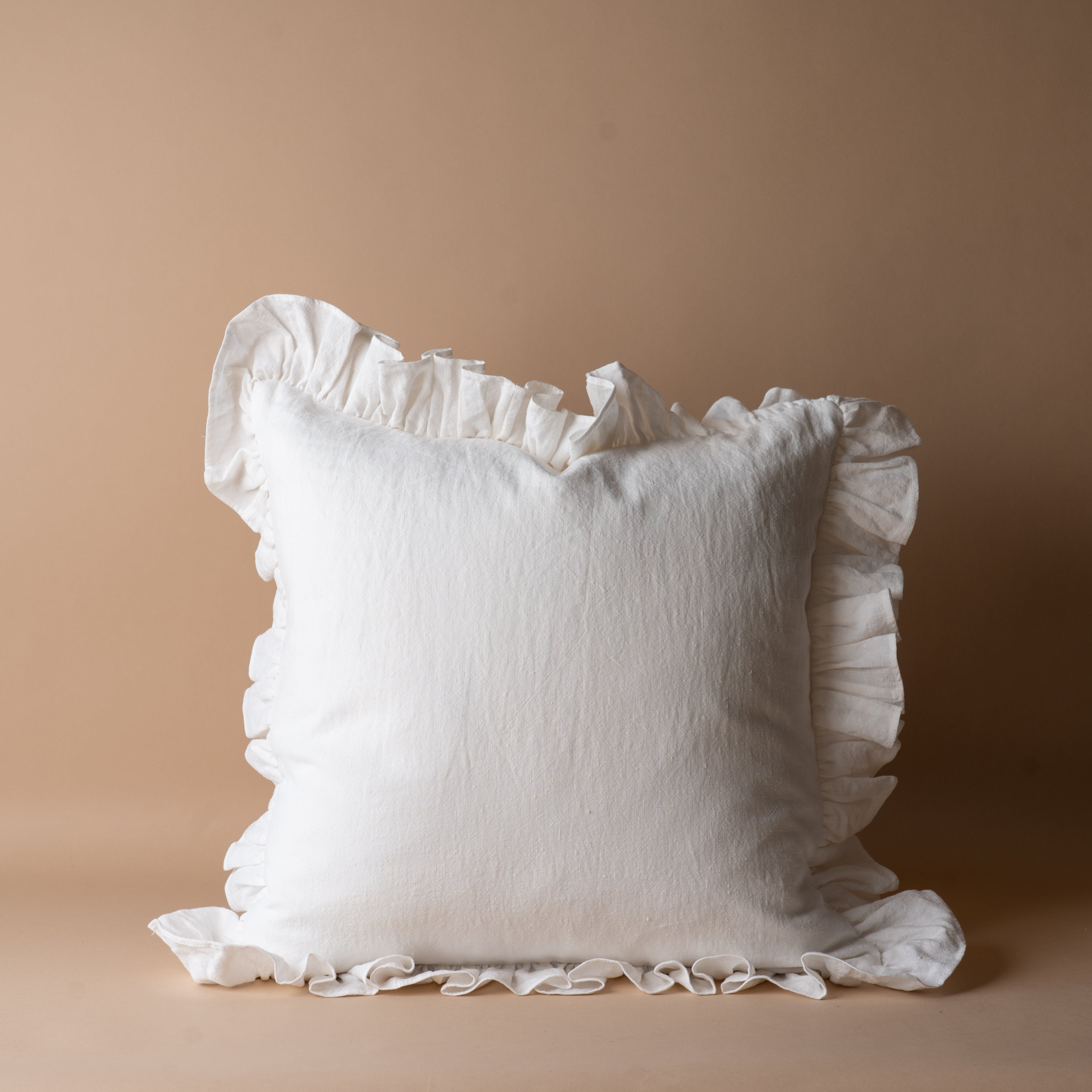 Ivory Ruffle Pillow Cover 1 - PILLOWS - Linen - neutral Rug & Weave Pillows