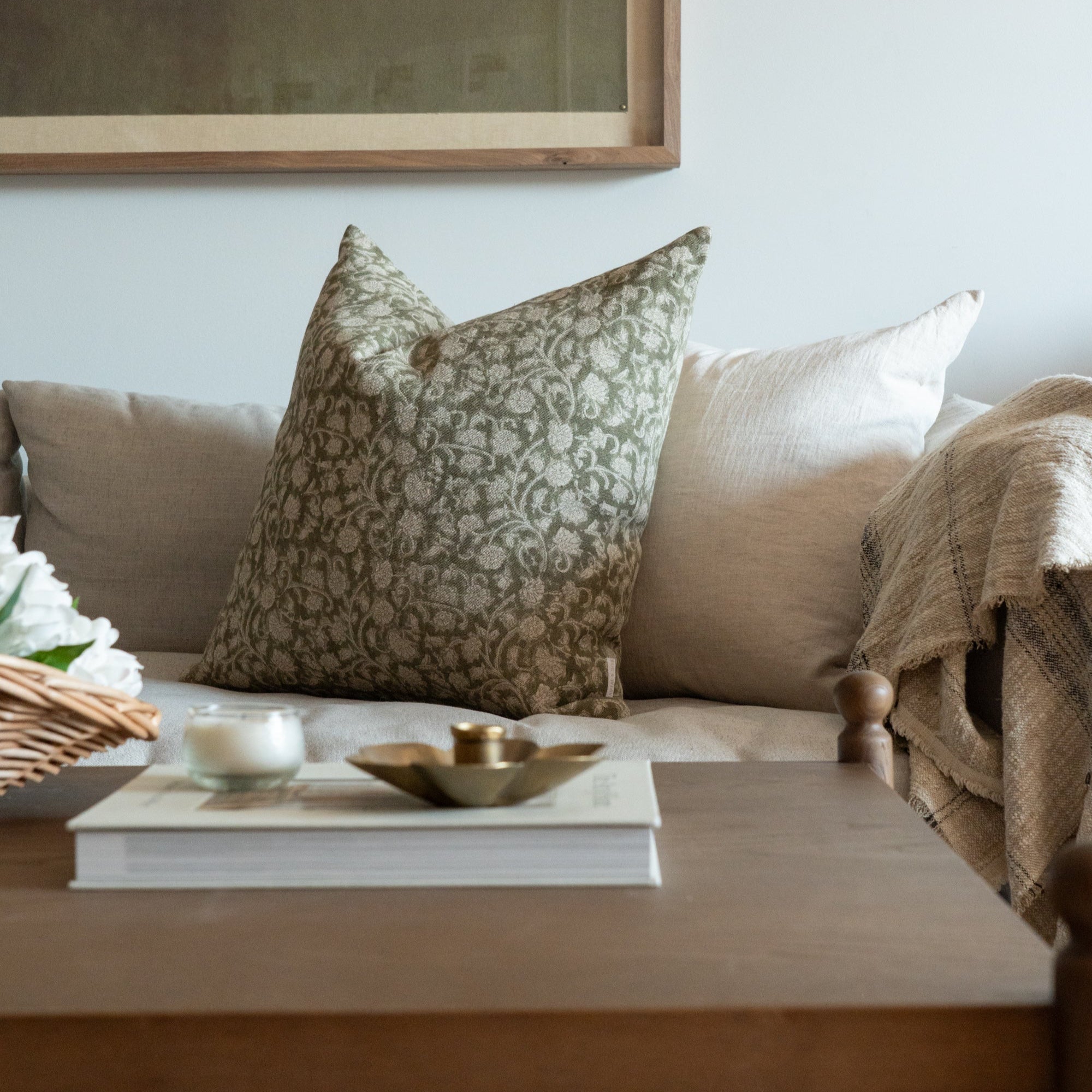 Olivia Block Print Pillow Cover 1 - PILLOWS - Block print - neutral ORNA HOUSE