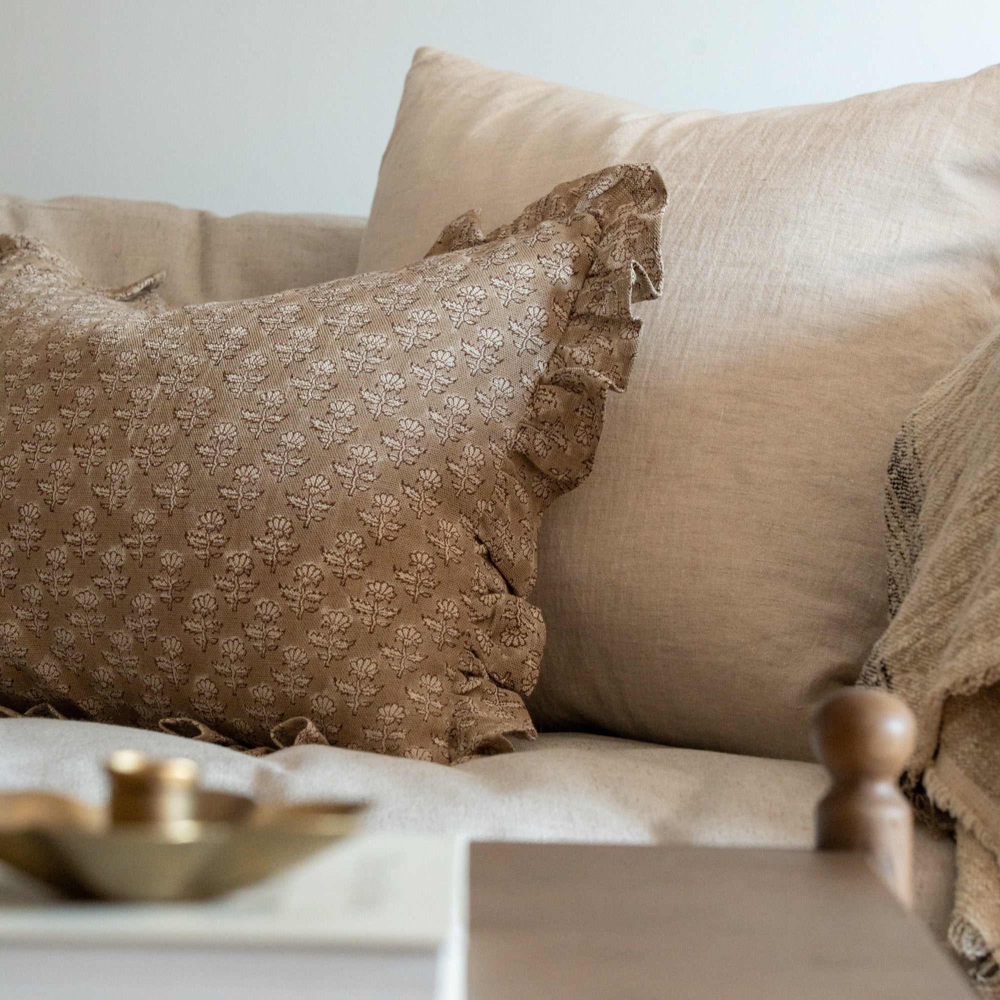 Samson Block Print Ruffle Pillow Cover 2 - PILLOWS - Block print - warm ORNA HOUSE