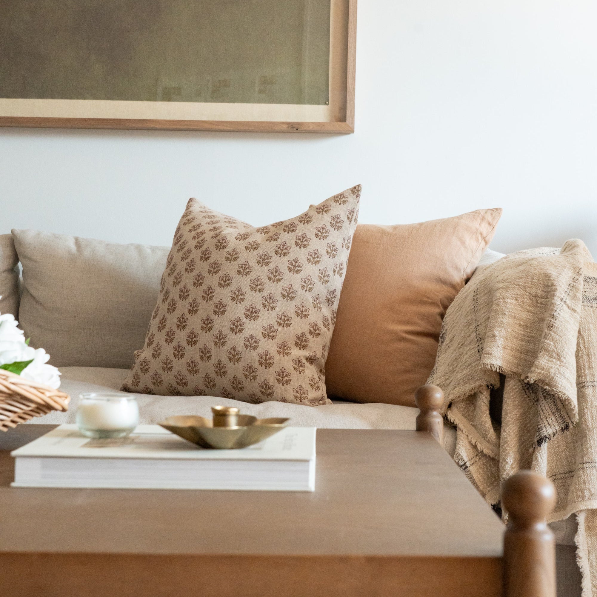 Sadie Block Print Pillow Cover 1 - PILLOWS - Block print - neutral Rug & Weave Pillows