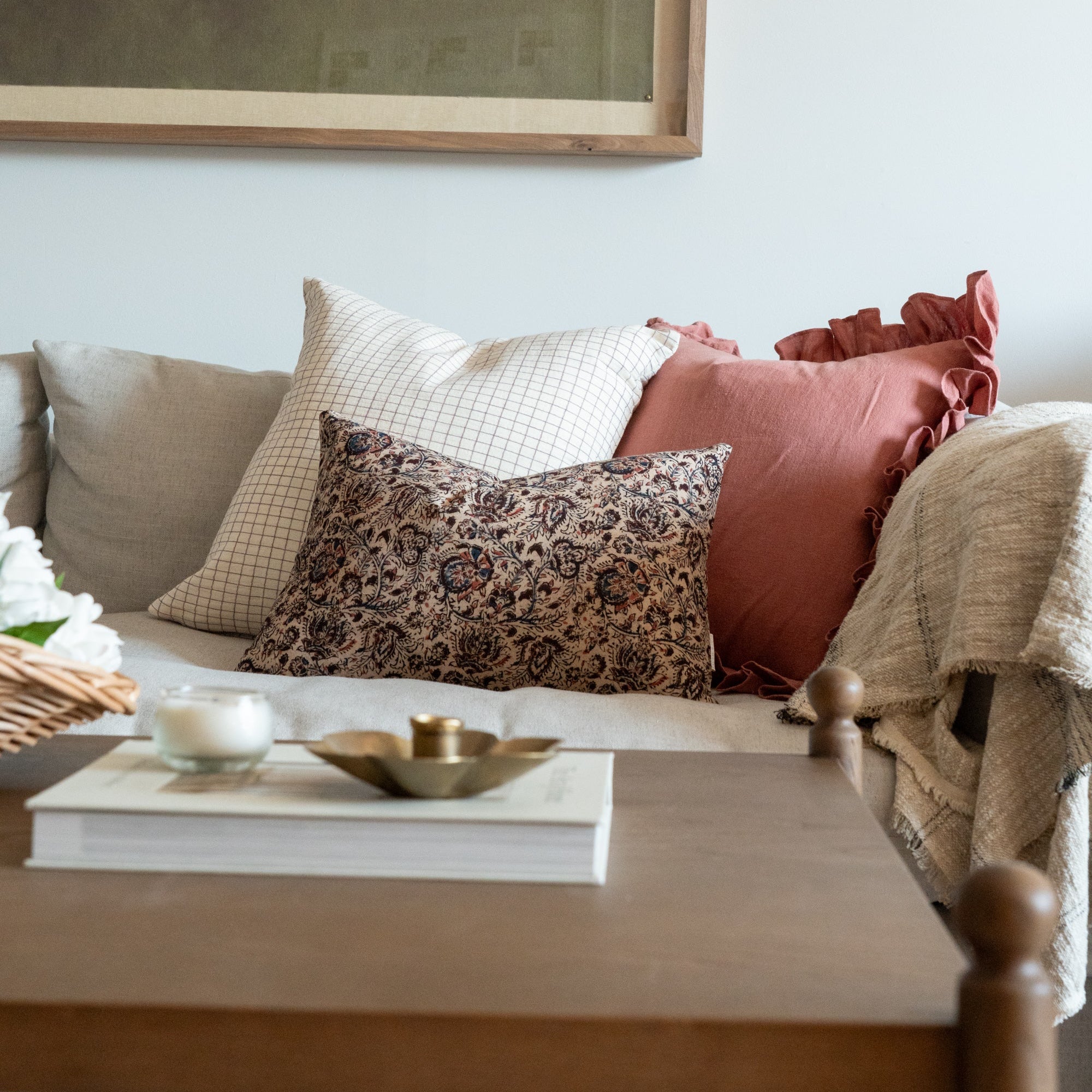 Rosewood Ruffle Pillow Cover 2 - PILLOWS - Linen - warm Rug & Weave Pillows