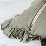 Sage Linen Ruffle Pillow Cover