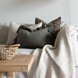 Sage Linen Ruffle Pillow Cover