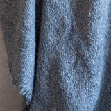 Boucle Bed Blanket with Fringe - Charcoal