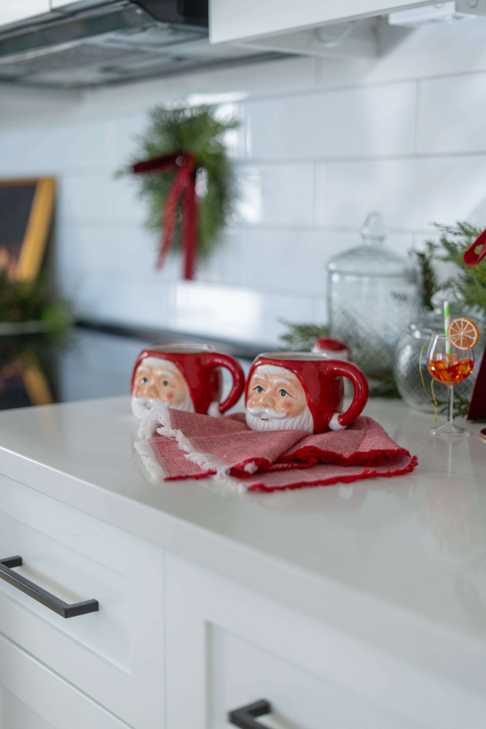 Red Vintage Santa Mug CHRISTMAS 2024 Creative Co-op (DYA)