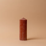 Rust Ribbed Pillar Candle candle Estelle (Faire) Medium
