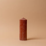 Rust Ribbed Pillar Candle candle Estelle (Faire) Medium