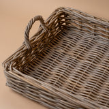 Rectangular Rattan Tray with Handles